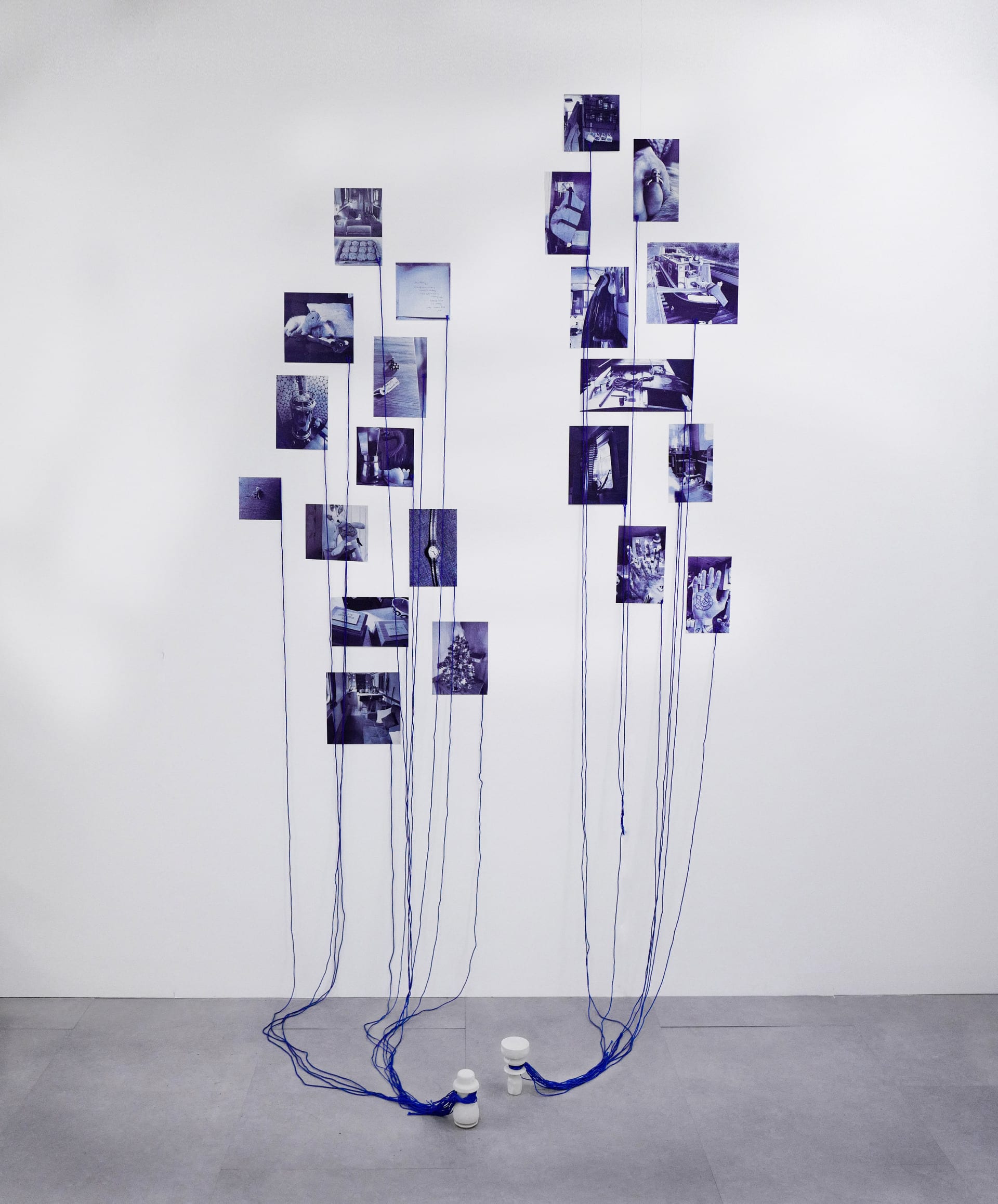 Installation (photographs, polypropylene rope, plaster powder)
