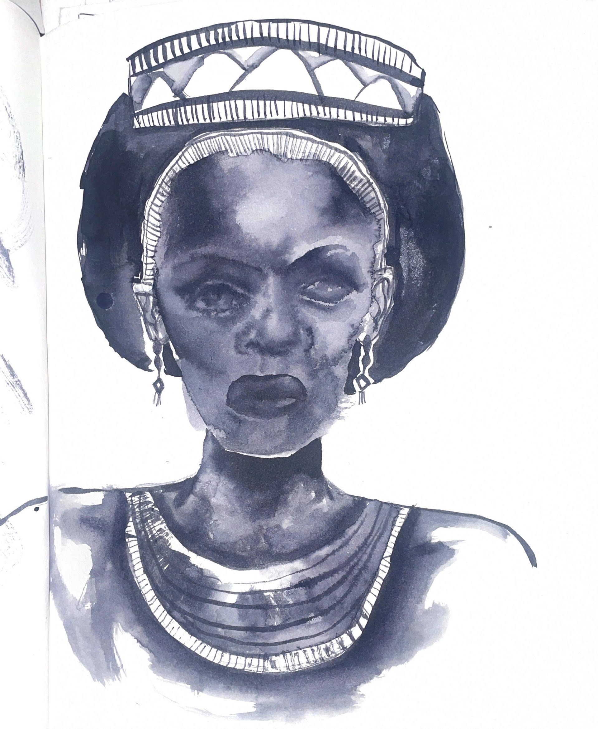 Queen of Sheba Illustration. Ink on Cartridge Paper