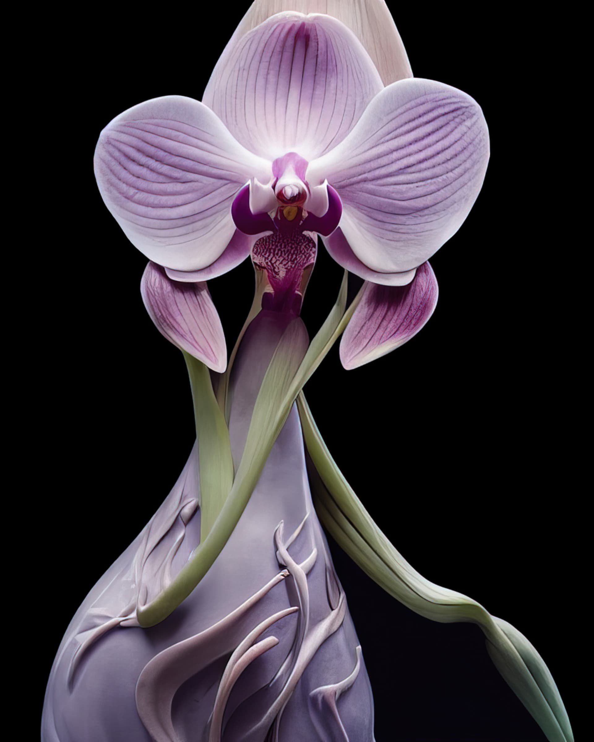 Beautiful orchid, with parts composed of the structure of the human body, possessing a wondrous and graceful form.