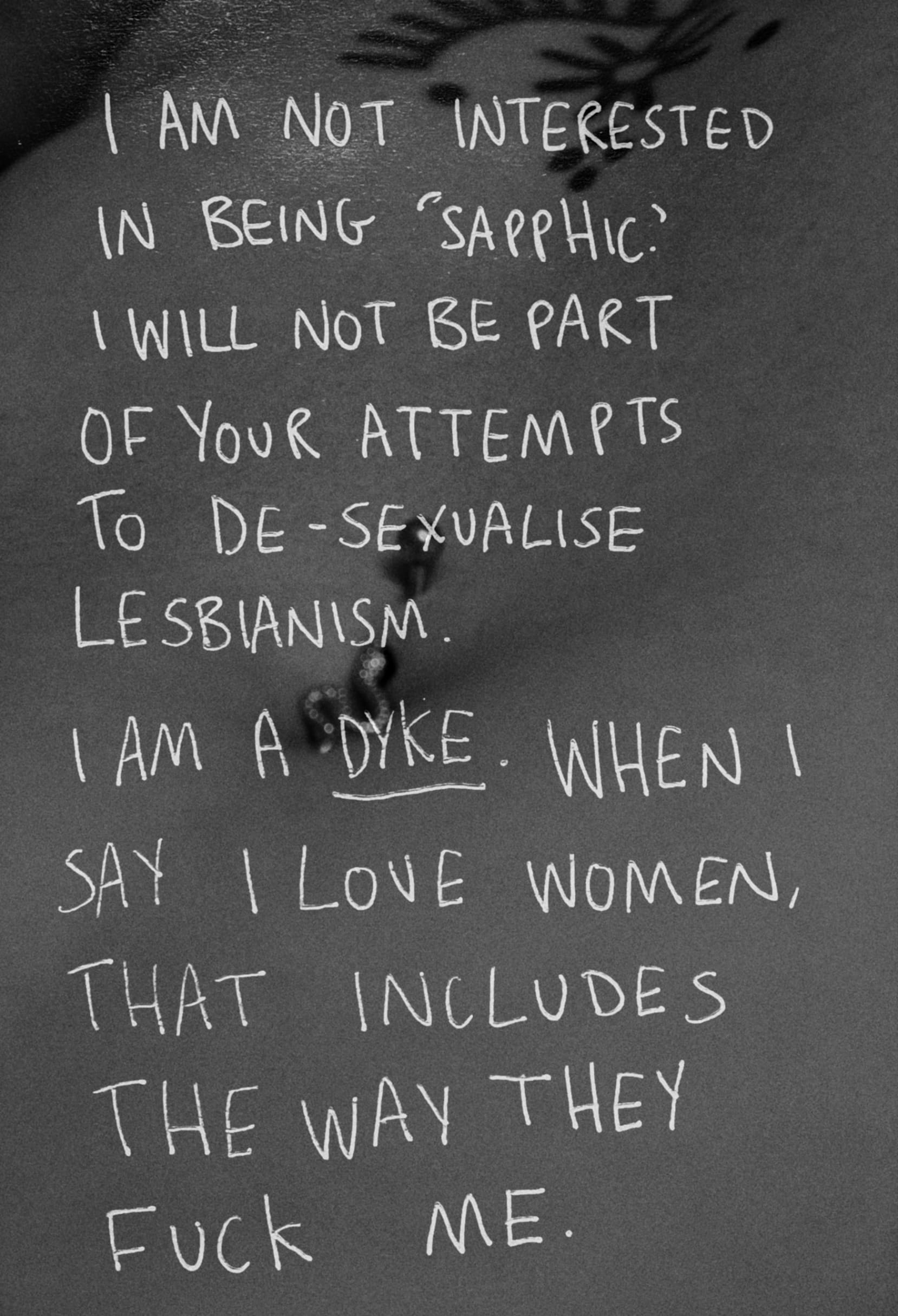 Lesbian text over self portrait