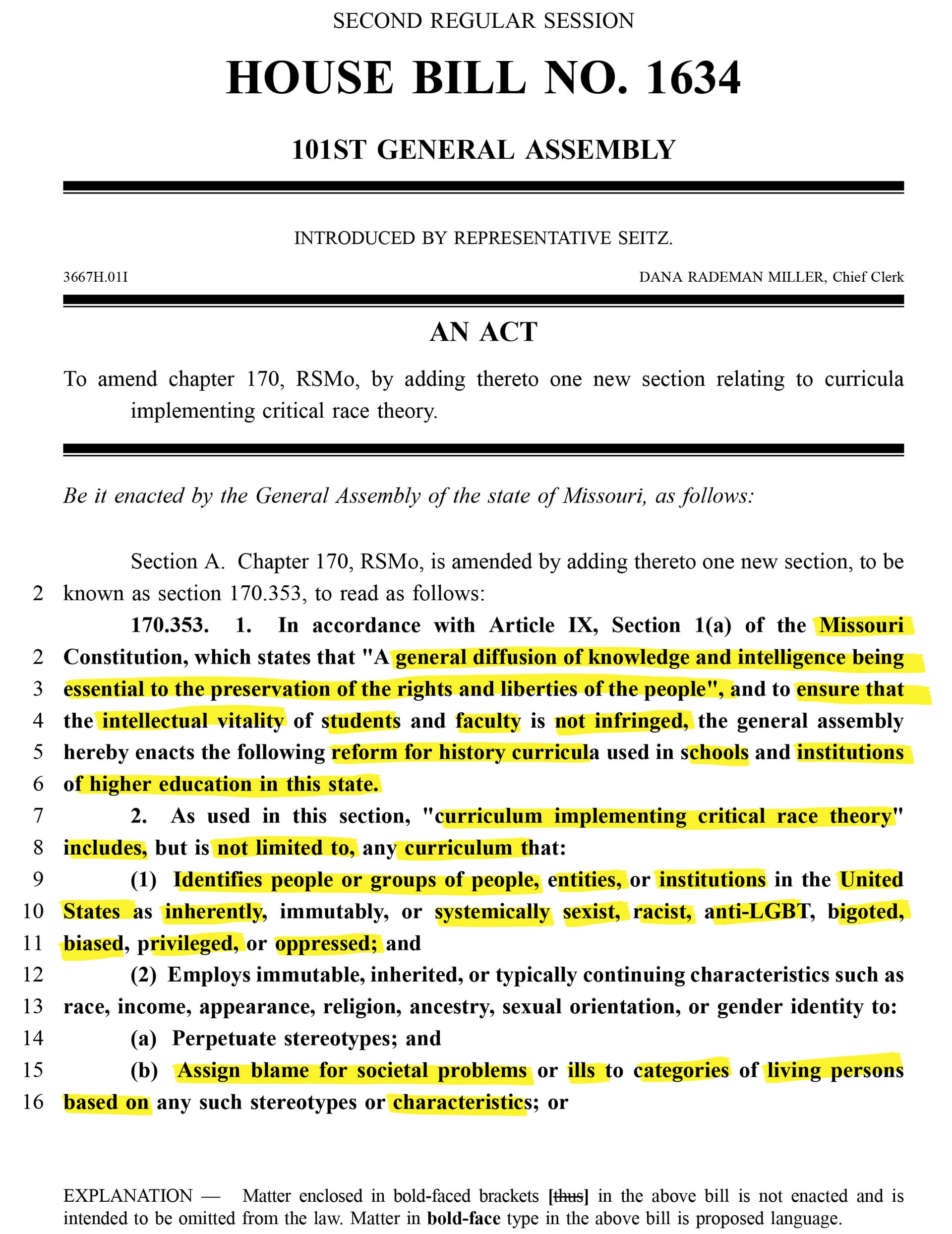 Example Legislation: Missouri House Bill No.1634 1/3