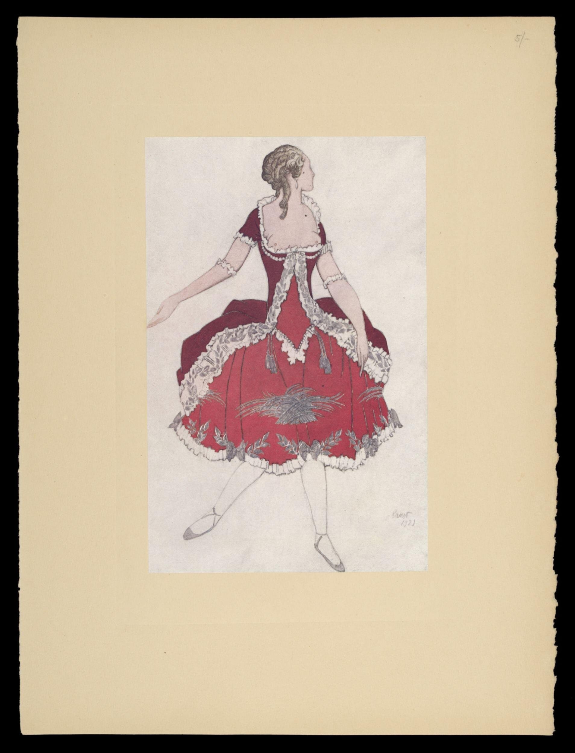 Costume design for Princess Aurora in Scene II, Léon Bakst for The Sleeping Princess