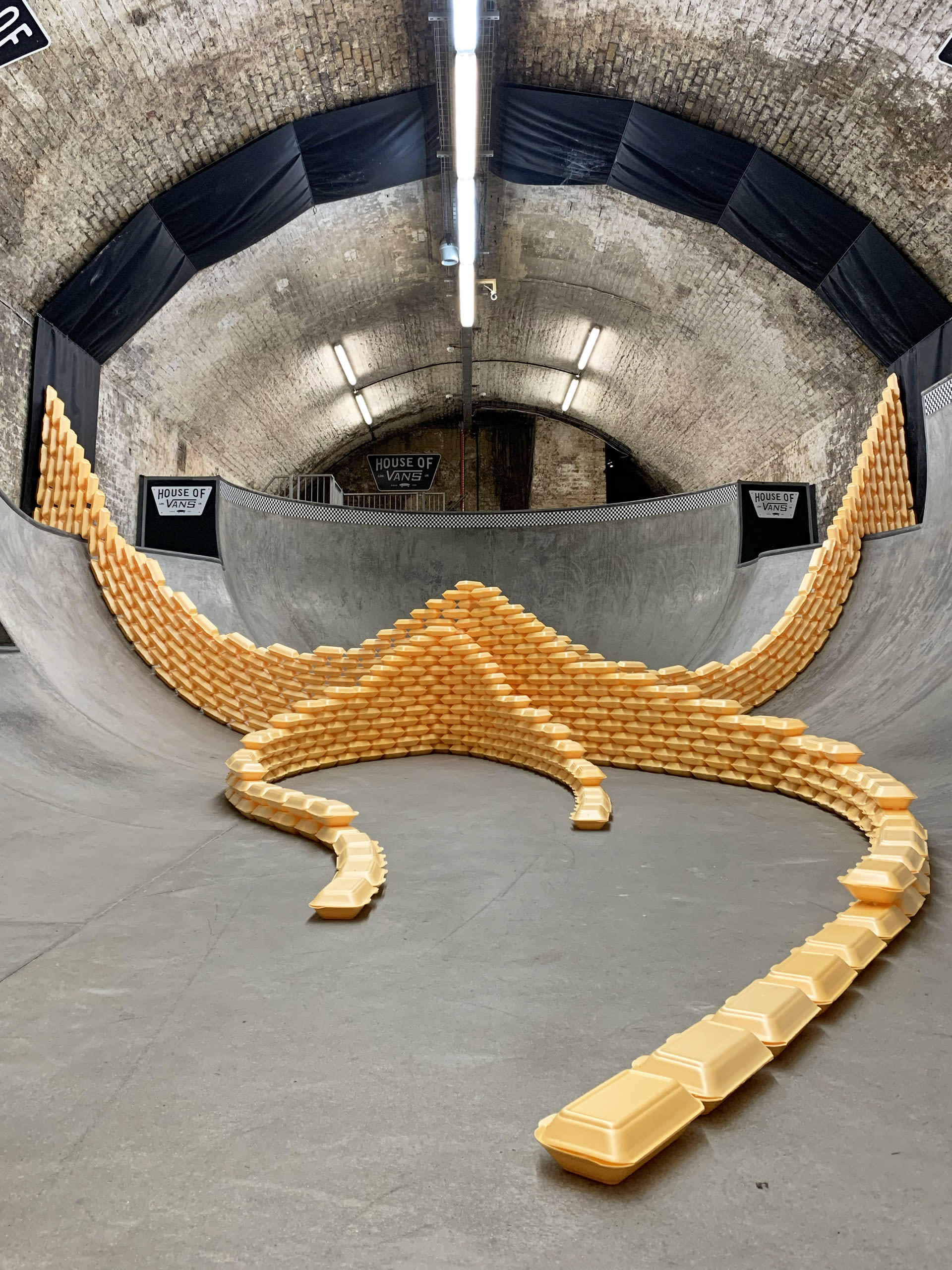 takeaway containers inside a skateboarding bowl