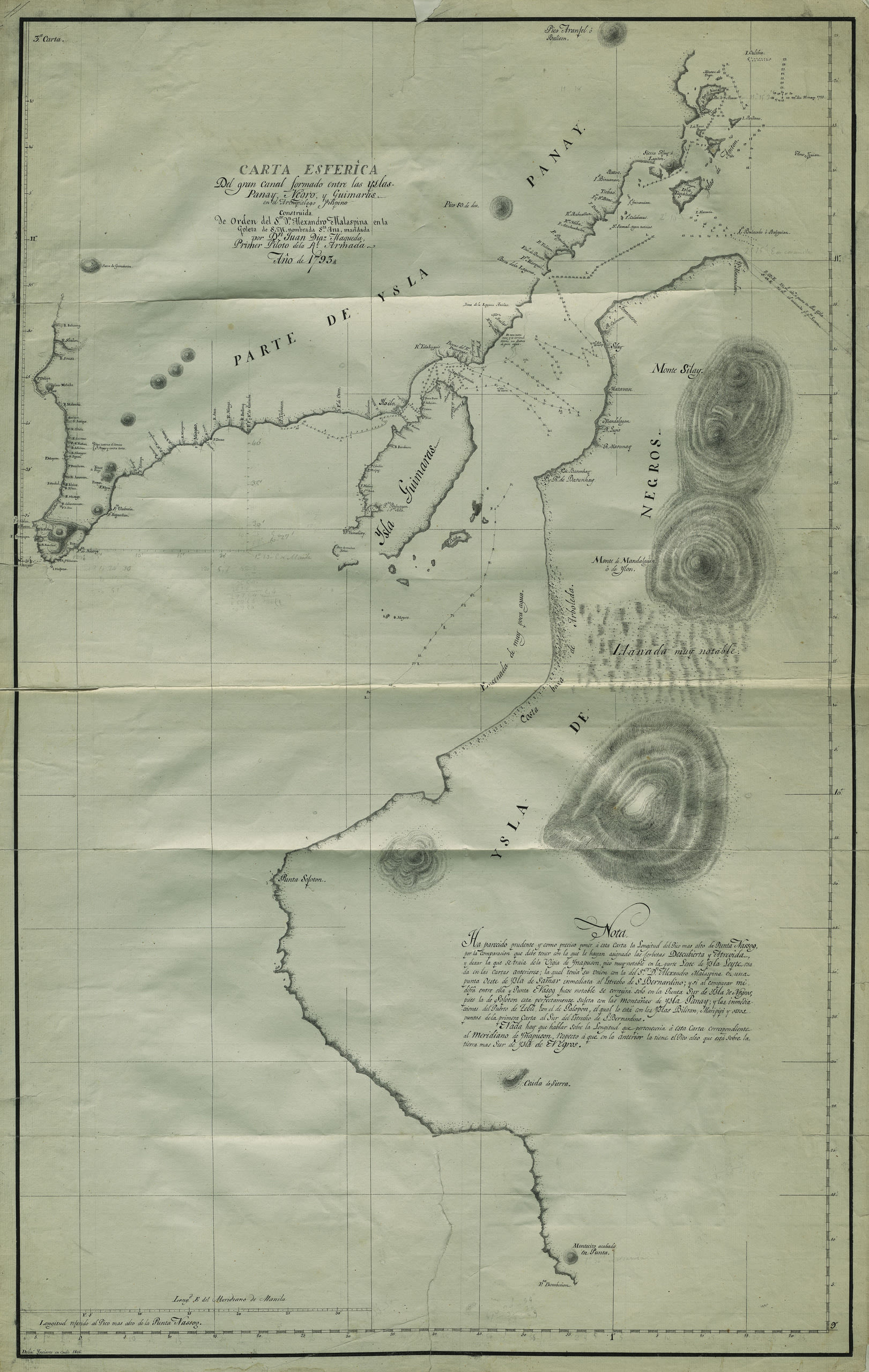 Carta Esférica Del gran Canal formado entre las Yslas Panay, Negro y Guimaras