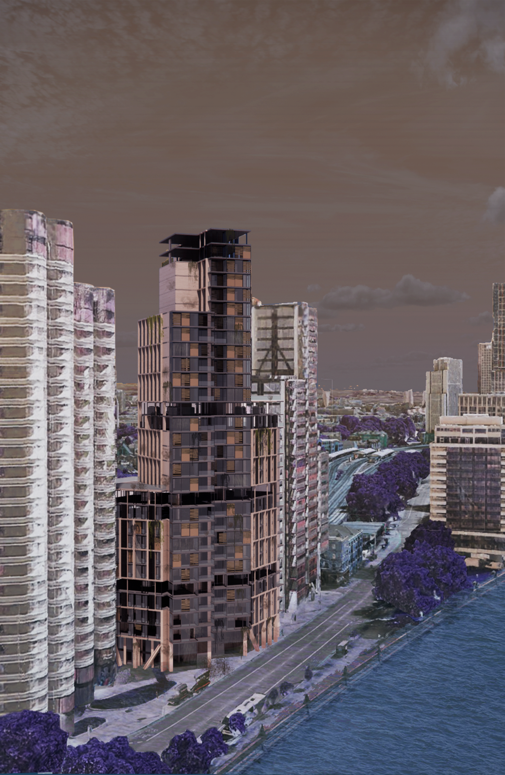 Render showing the exterior of the Dumont in 10 years time