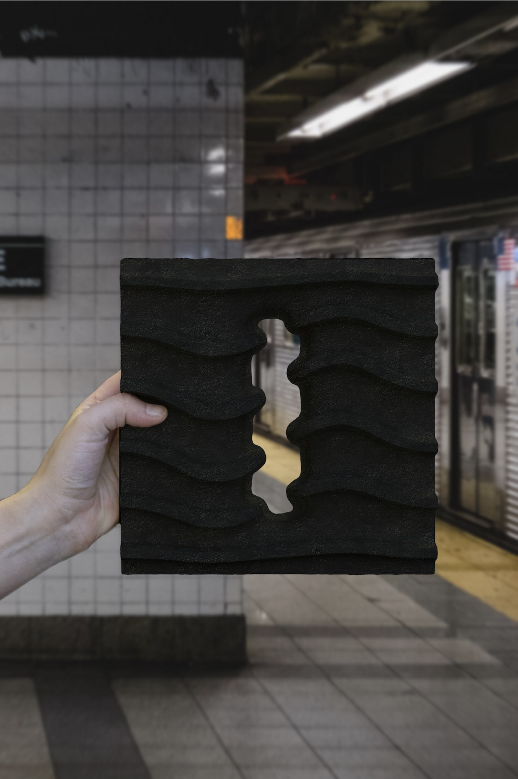 Biochar Tile in subway station