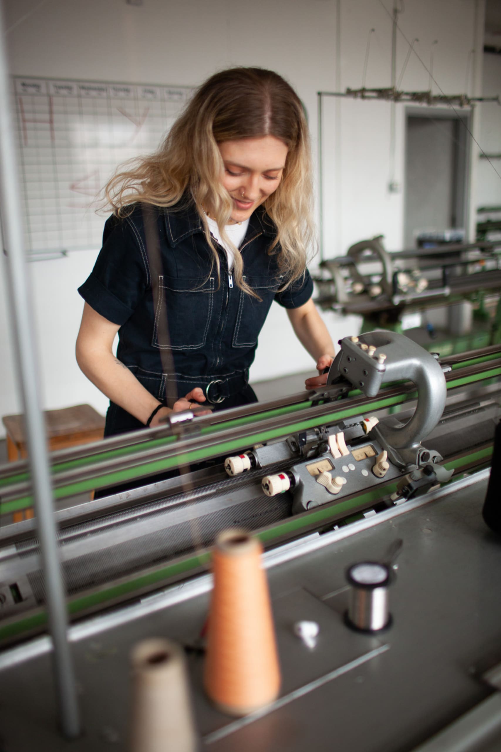 Lissy knitting on a Dubied machine