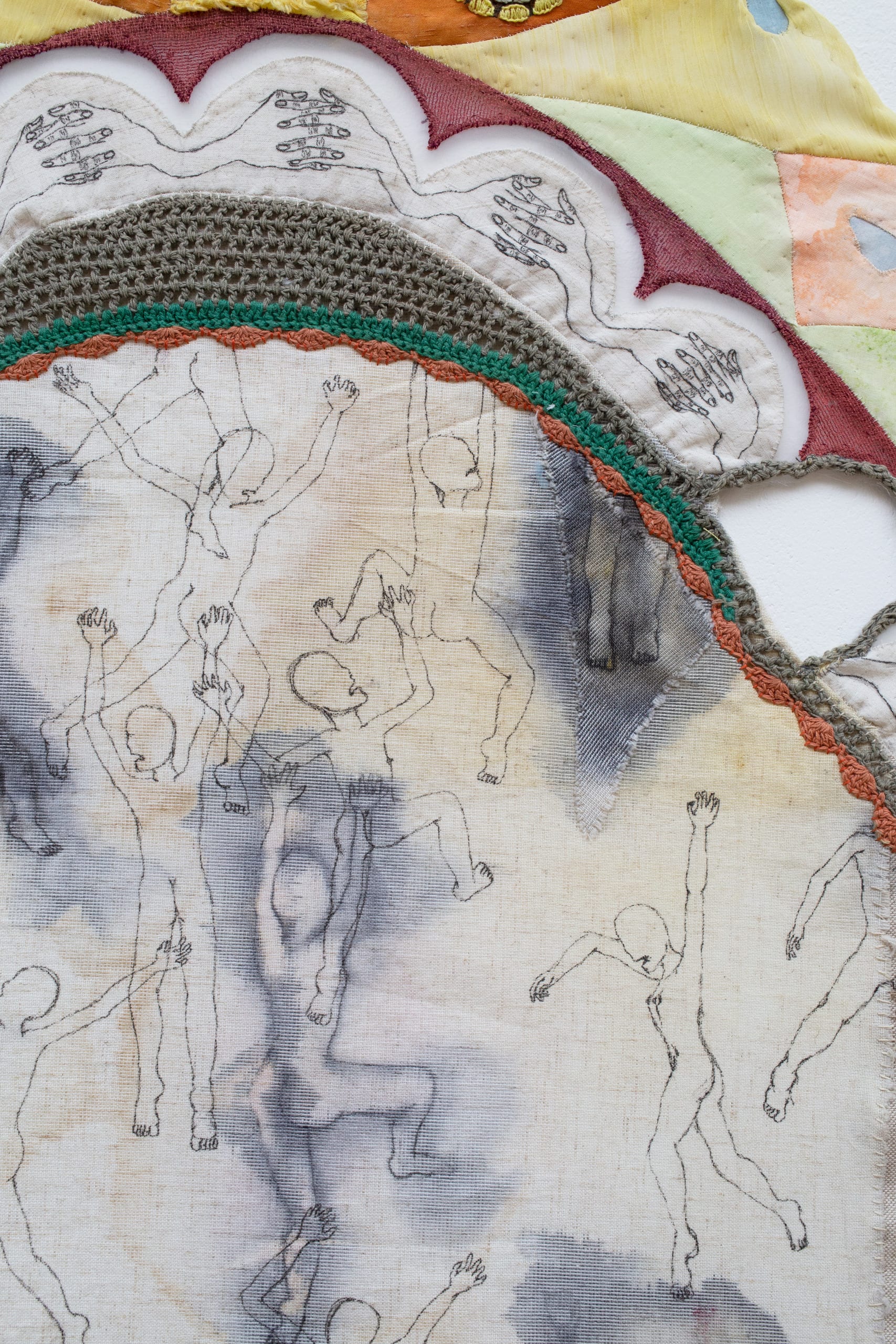 تطريز القلق (tatriz el qalaq), Mixed media on various type of stained fabrics