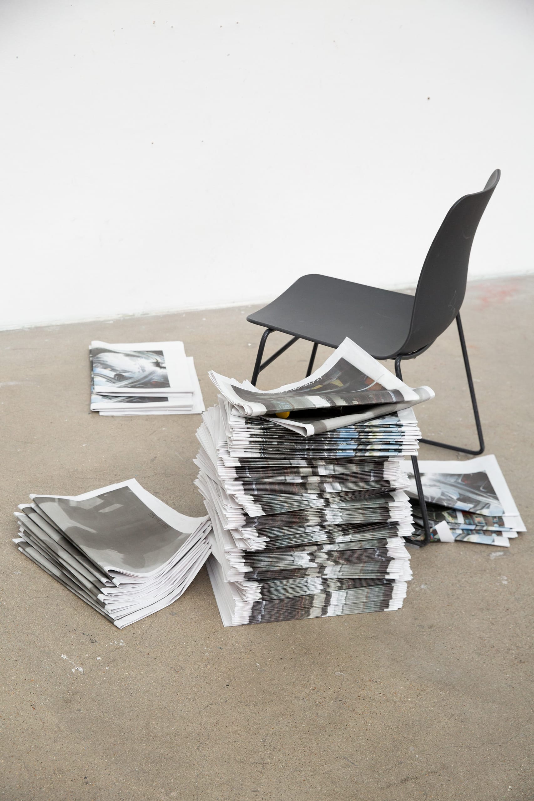 newspapers and a chair