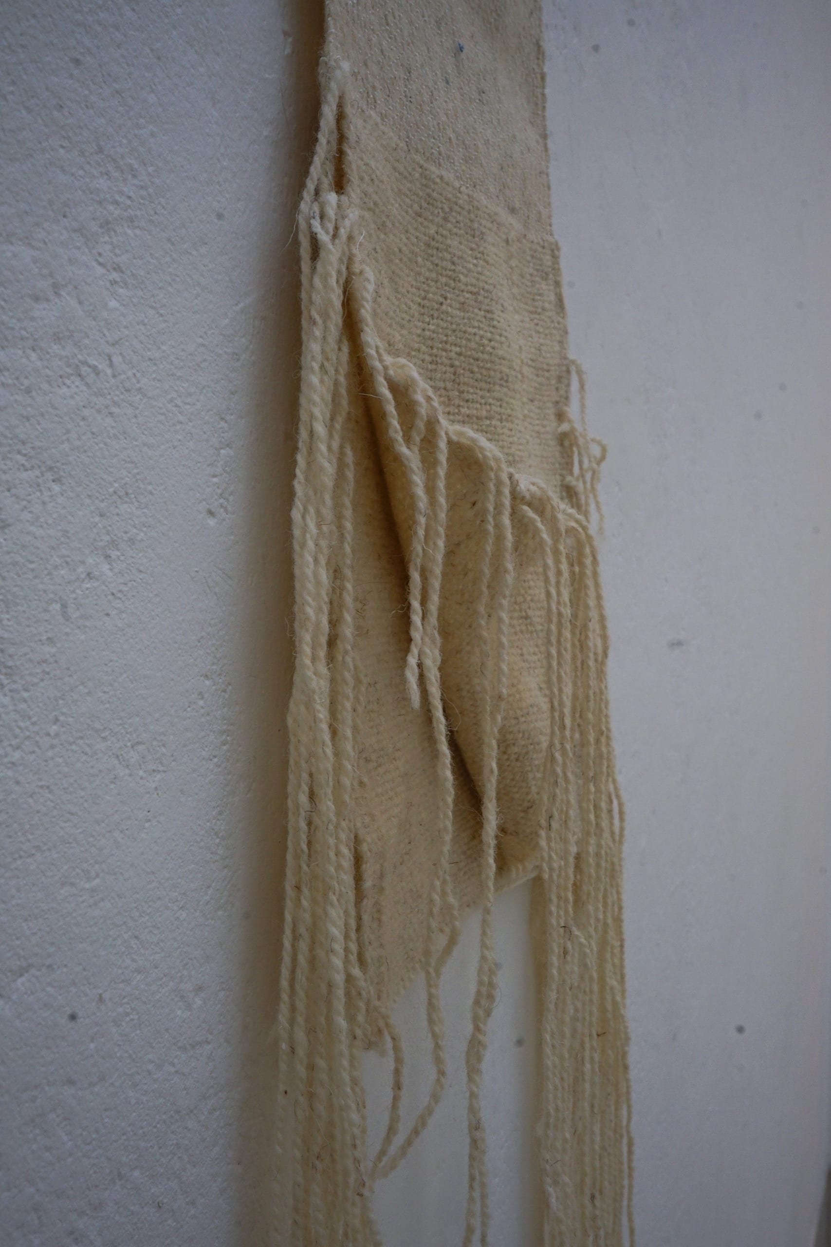 Details of Untitled (White)-hanging warp.