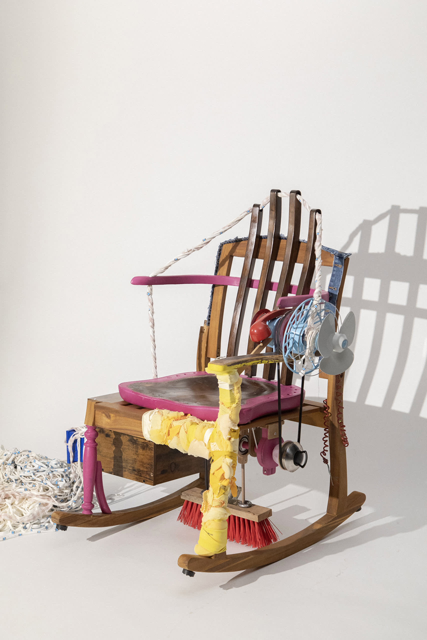 the photo of the yarn spinning rocking chair