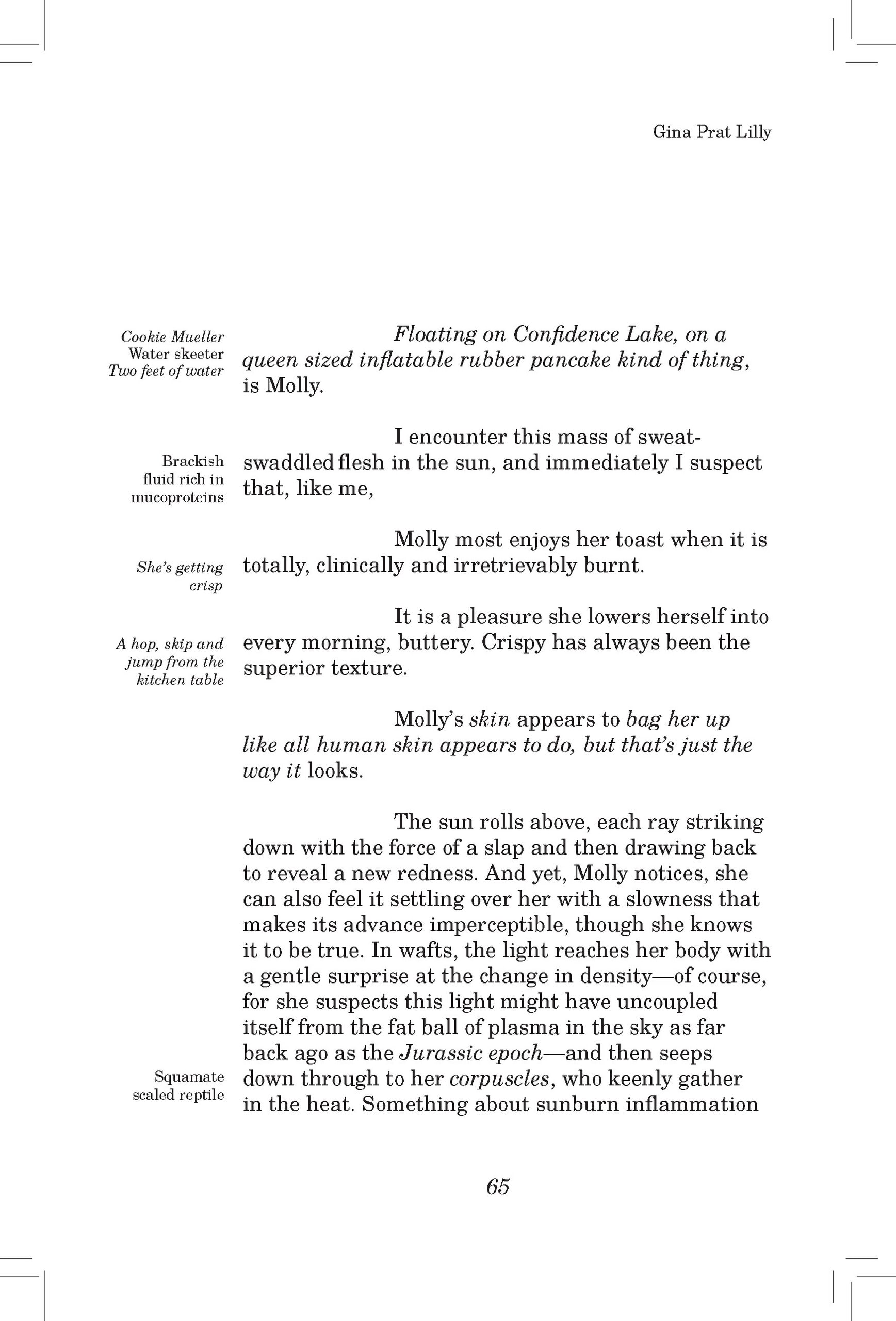 First page of essay excerpt. Black serif writing on white background. Quotations in margins.