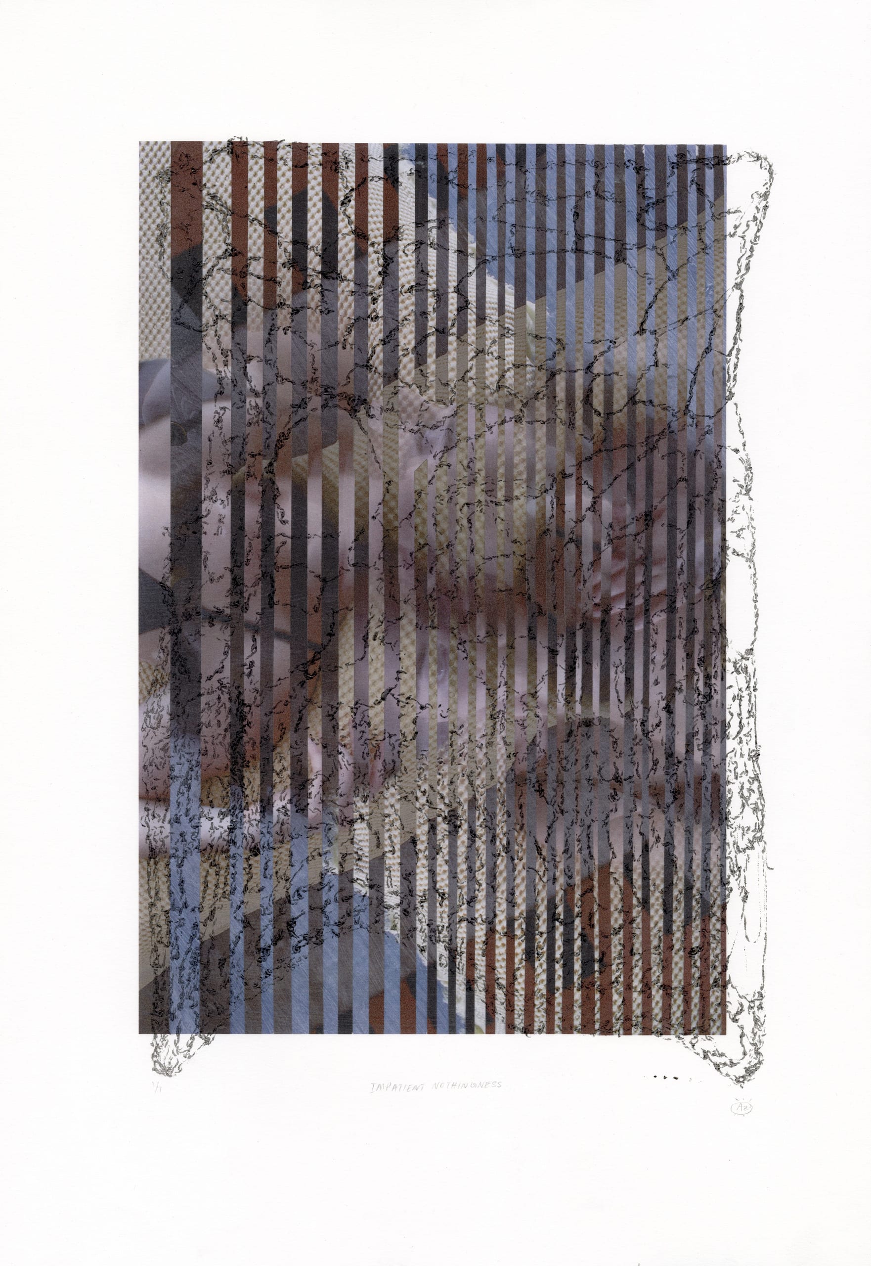 digital collage with lattice structure printed on top