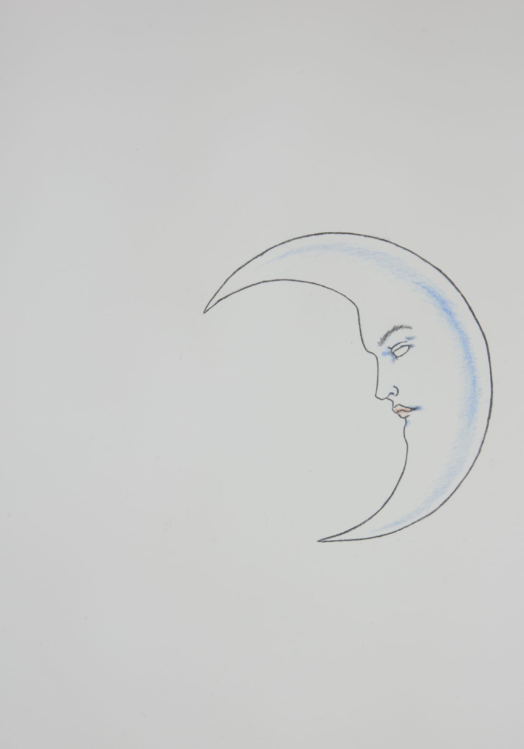 Drawing of moon, detail of "morir por lo invisible"