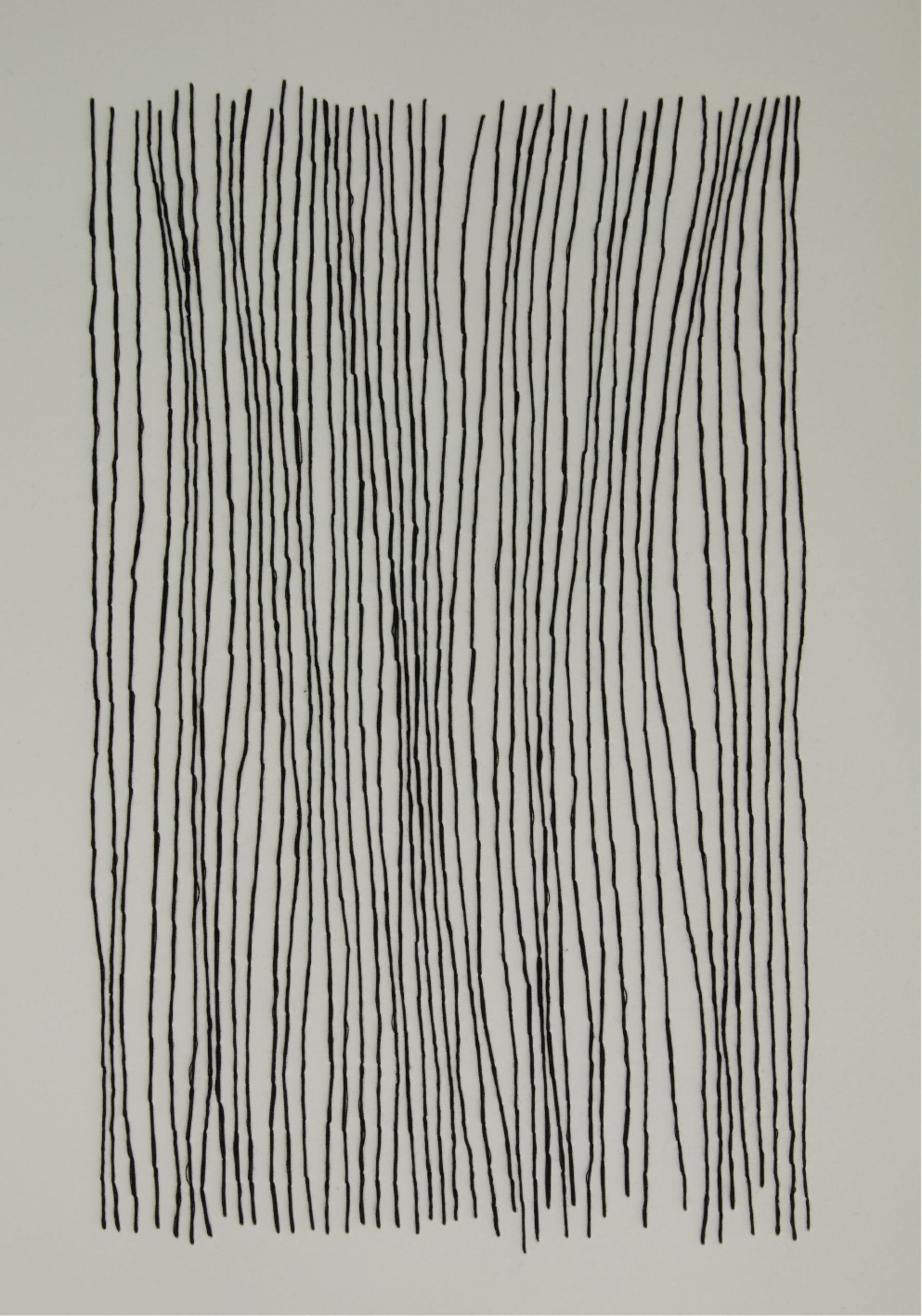 Vertical lines embroidered on paper