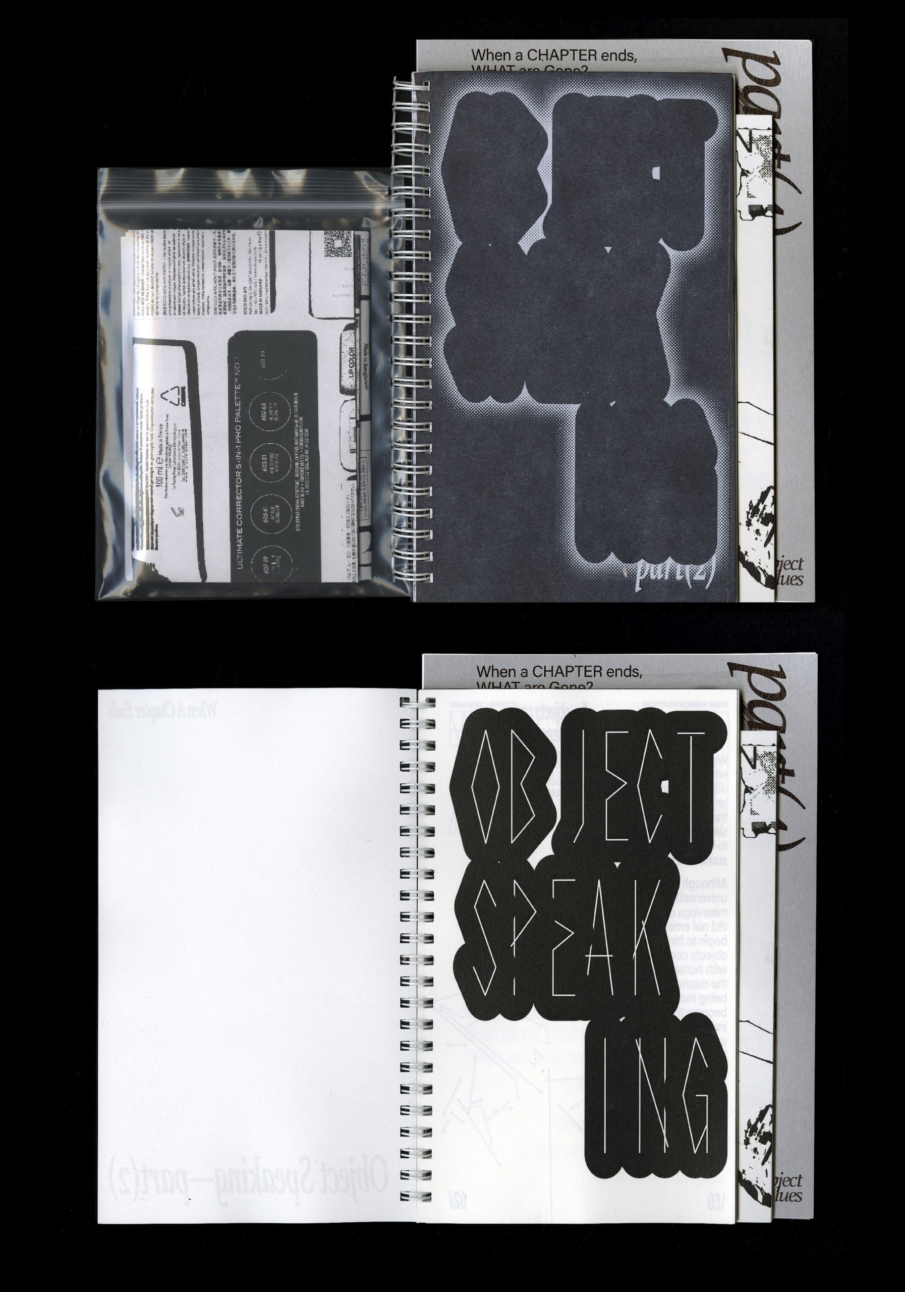 The front and inner cover of Object Speaking. 