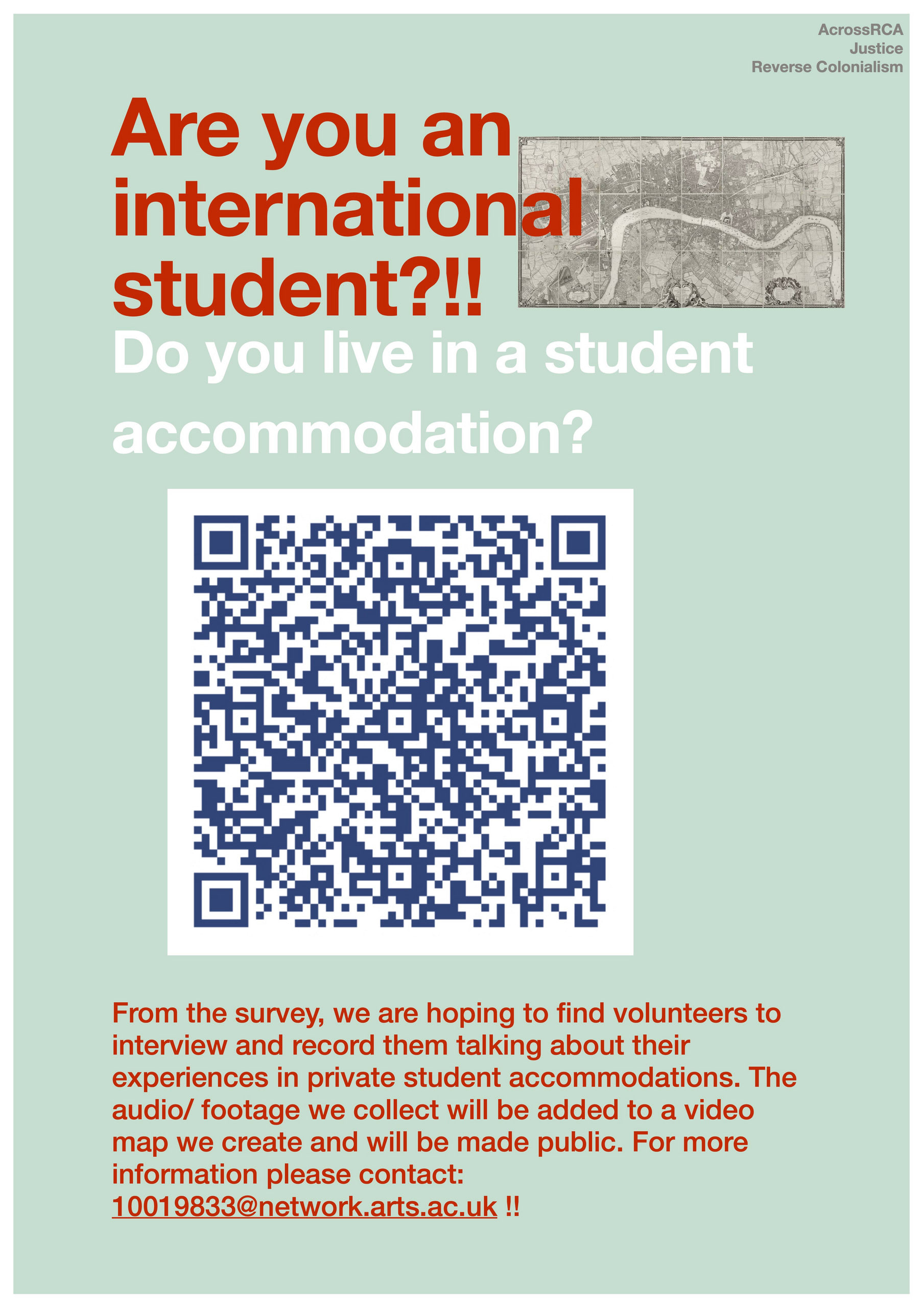 English poster with QR code for survey data collection 