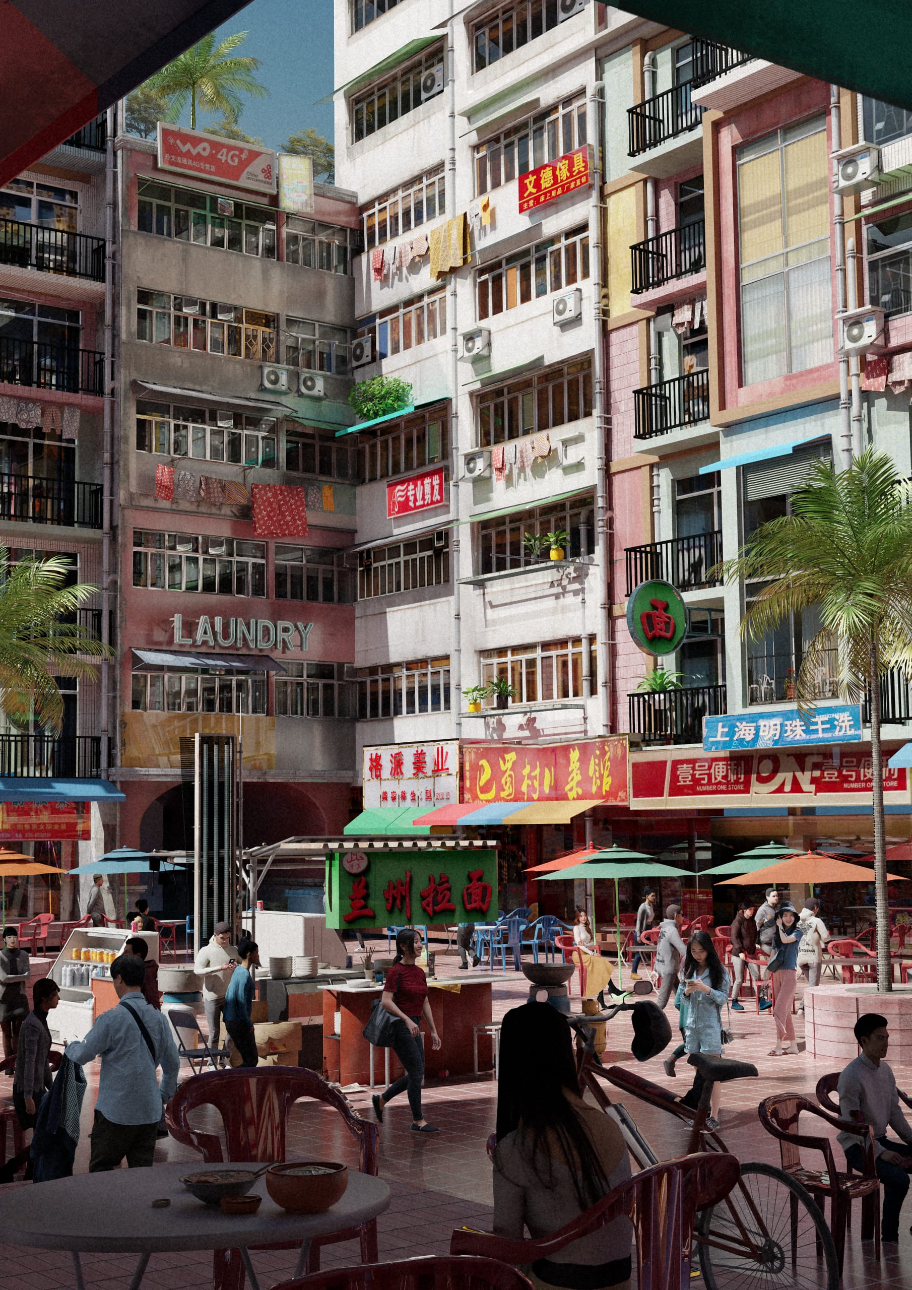 The renewed street of Gangha Village, a leisurely and lively square with plenty of light