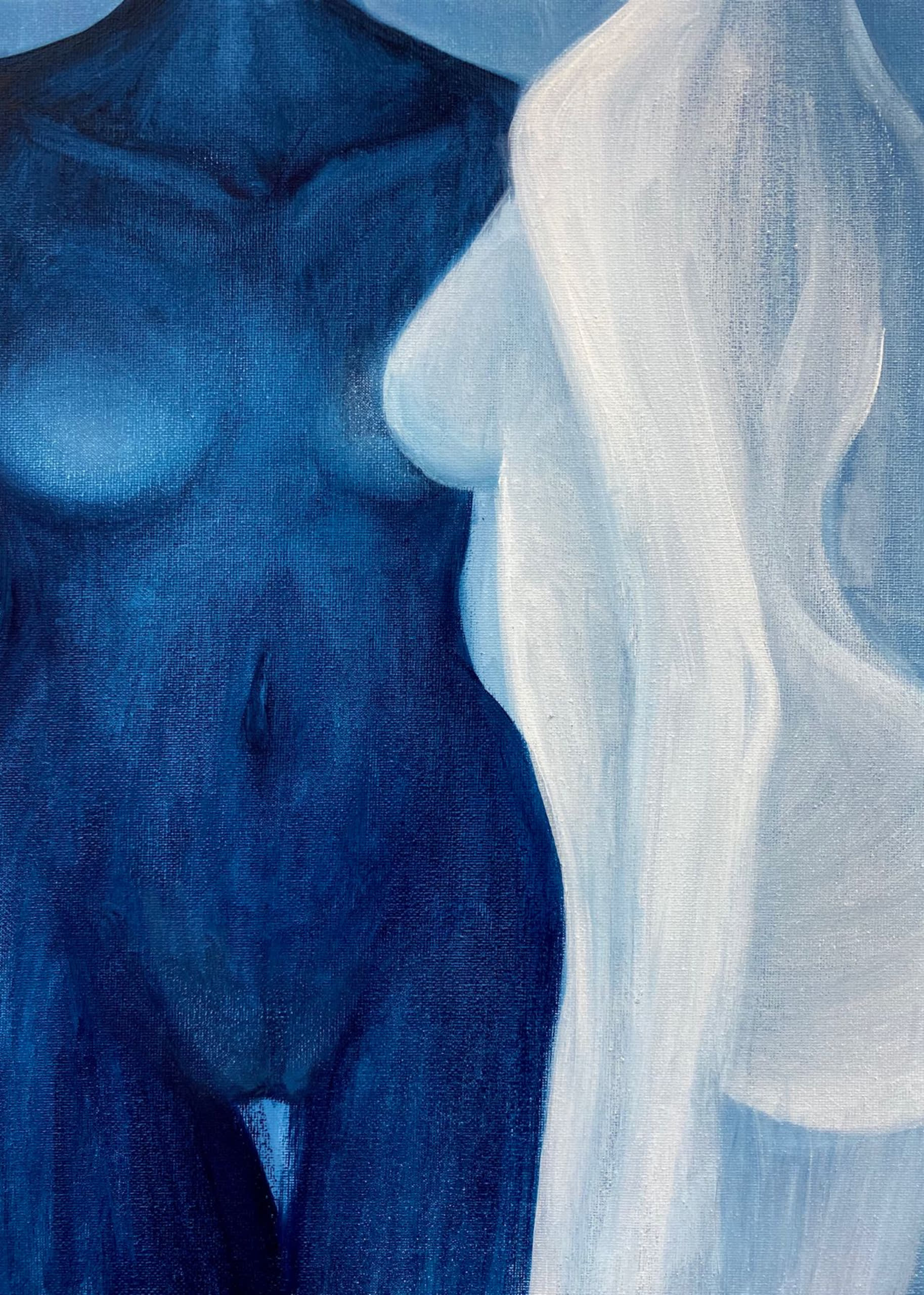 Blue female body and white female body