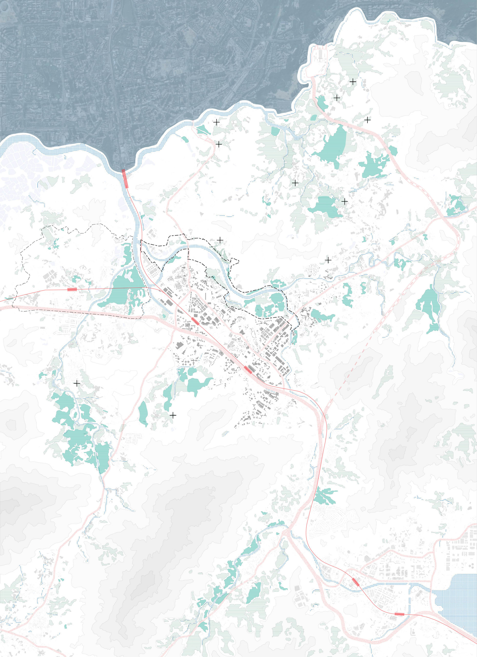 Fanling North New Development Area and its surrounding dedicated agricultural land uses