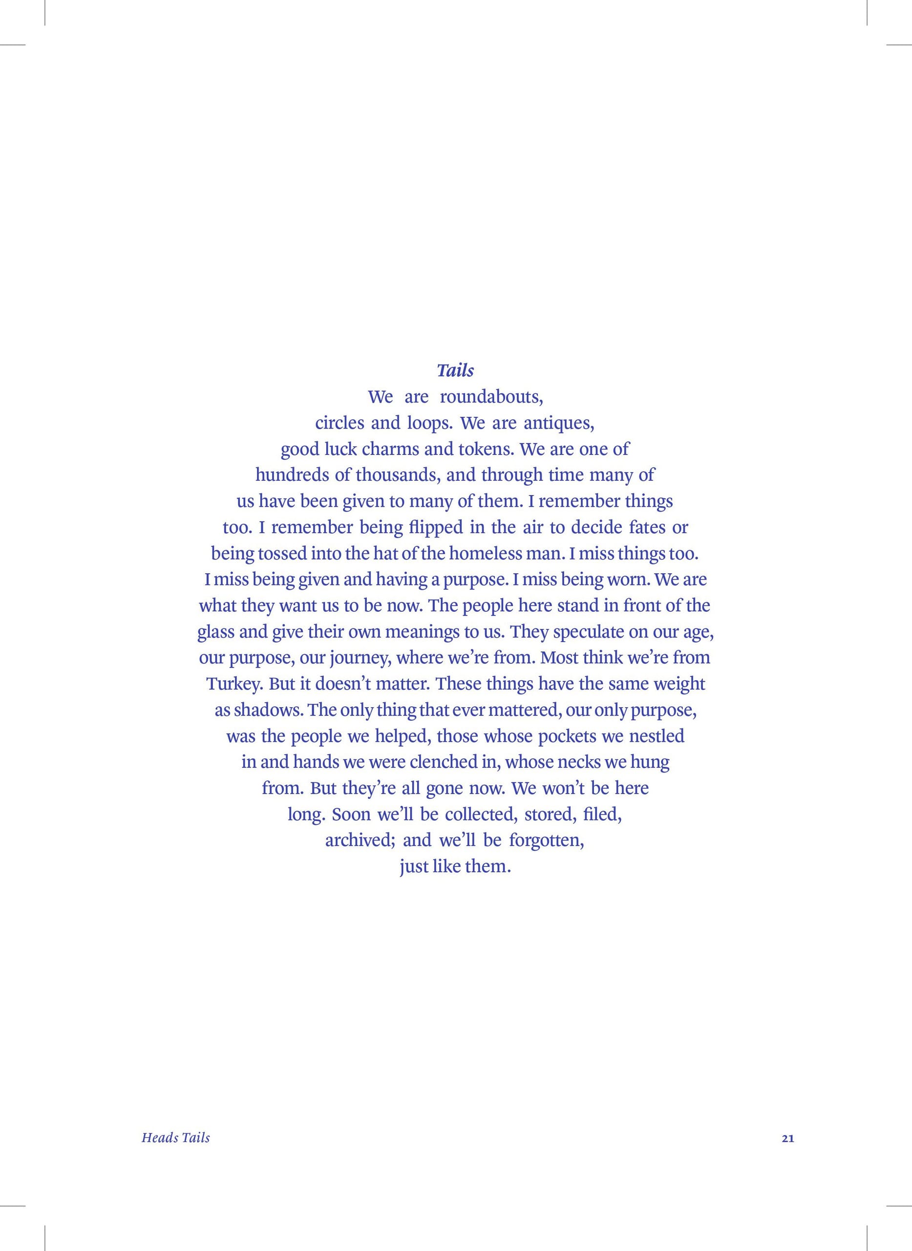 Circular piece of writing titled Tails