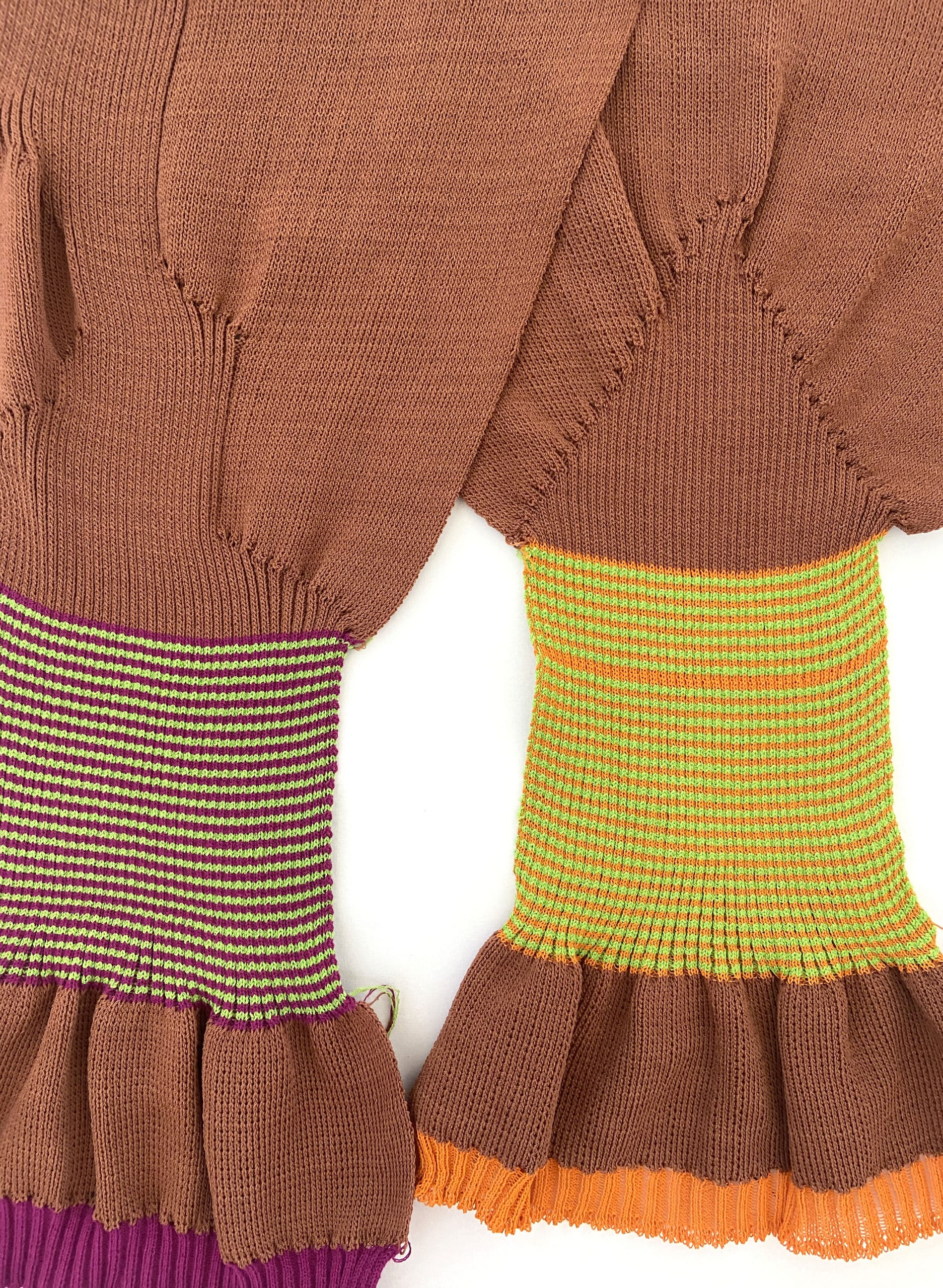 Two Stripe knitted samples. They have been created using a rib technique.