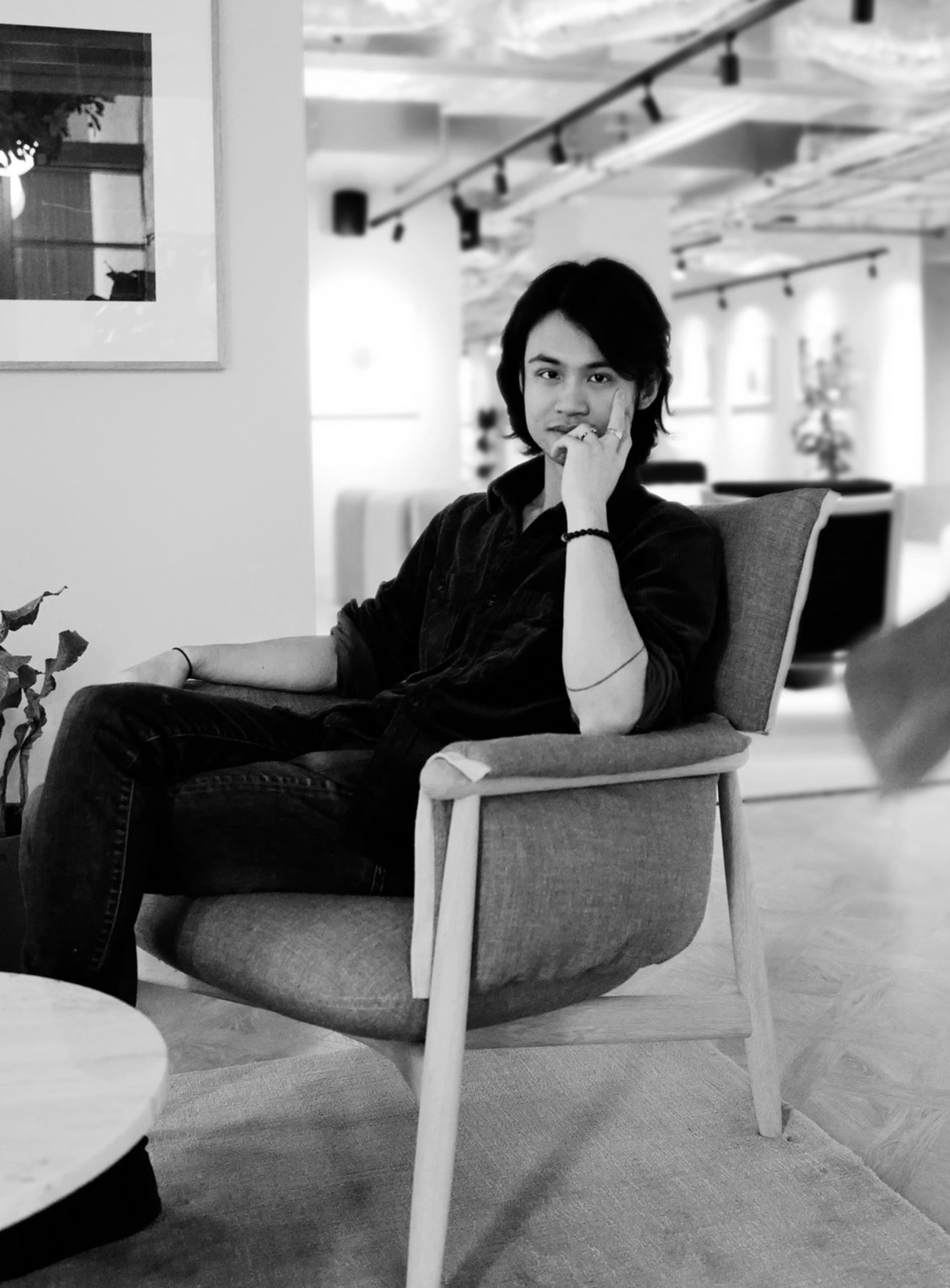 a black and white portrait of Yuxiao Ran