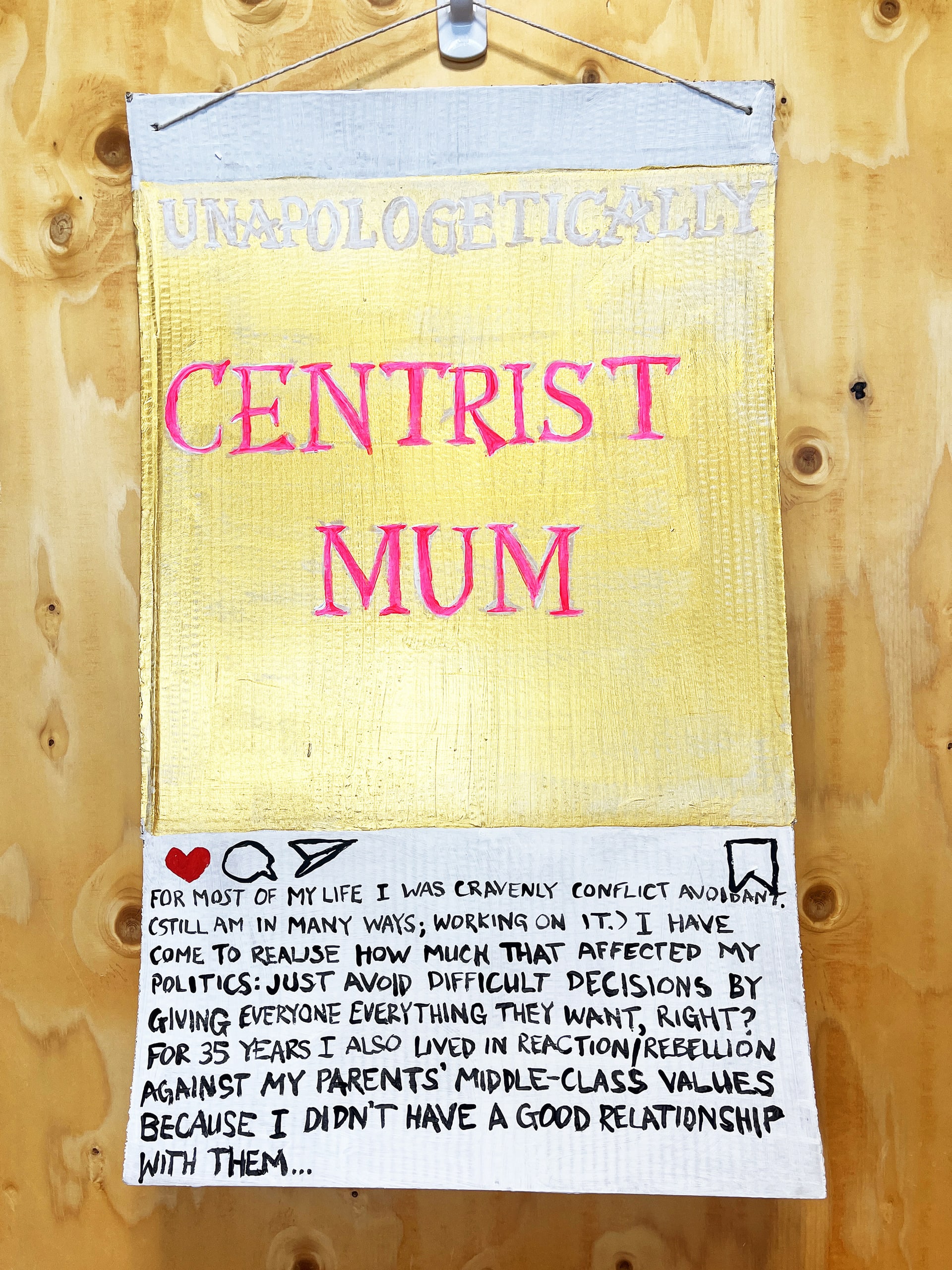 Painting of an Instagram post that says: Centrist Mum