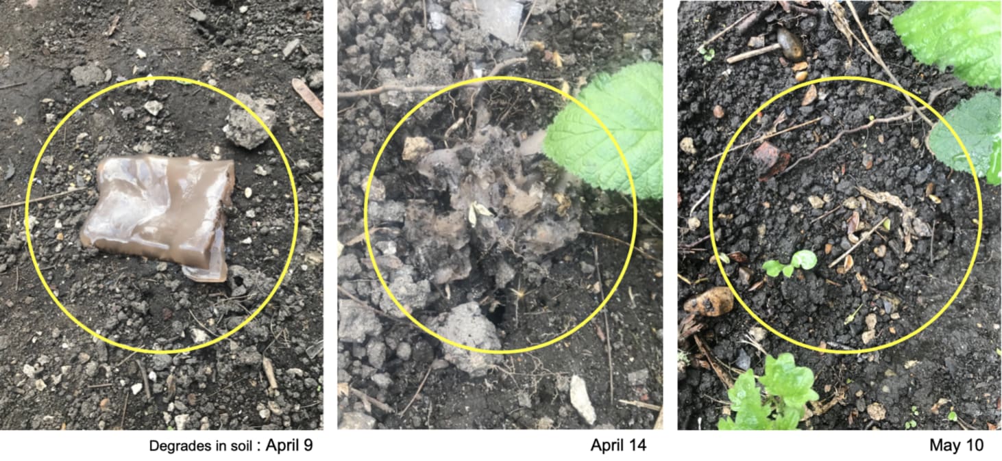 Bioplastic degrades in garden soil