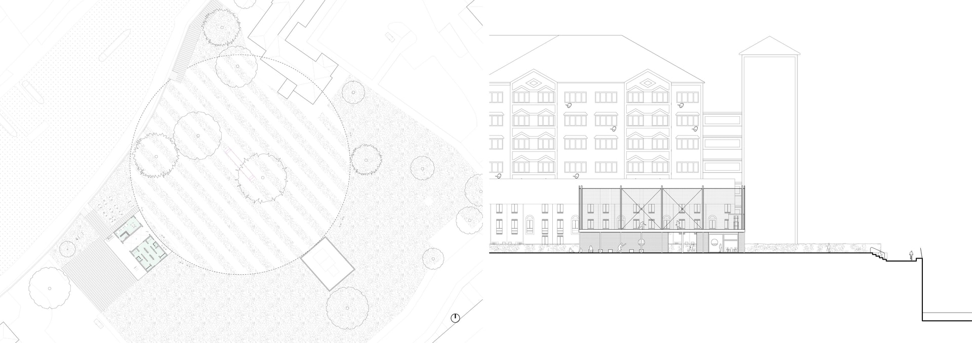 The pavilion acts as an intermediary between the Estate and the Regents Canal towpath