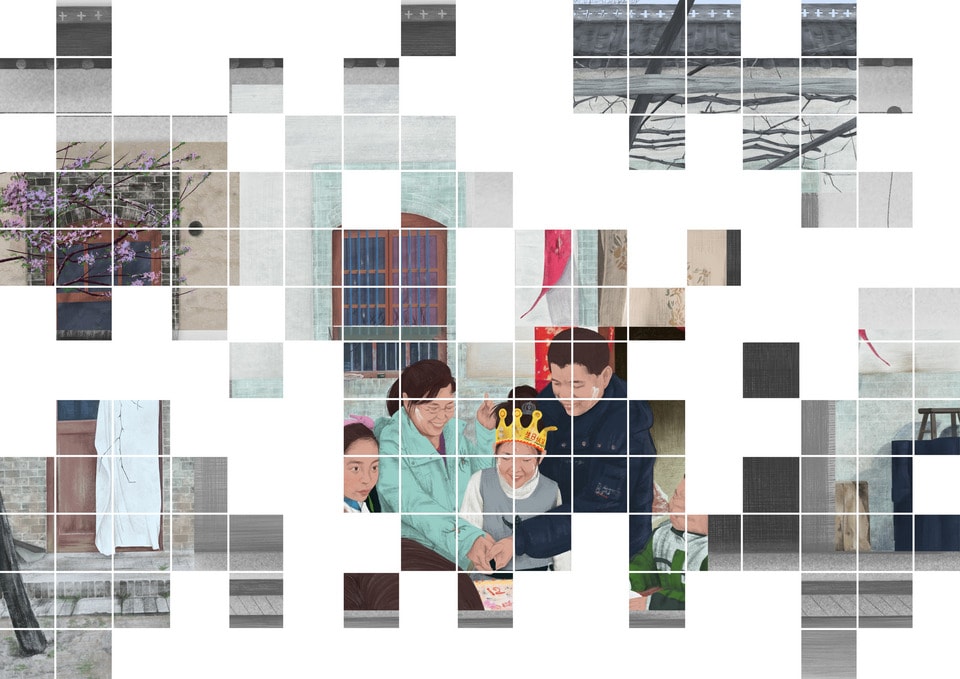 A mutilated illustration of a place that no longer physically exists.