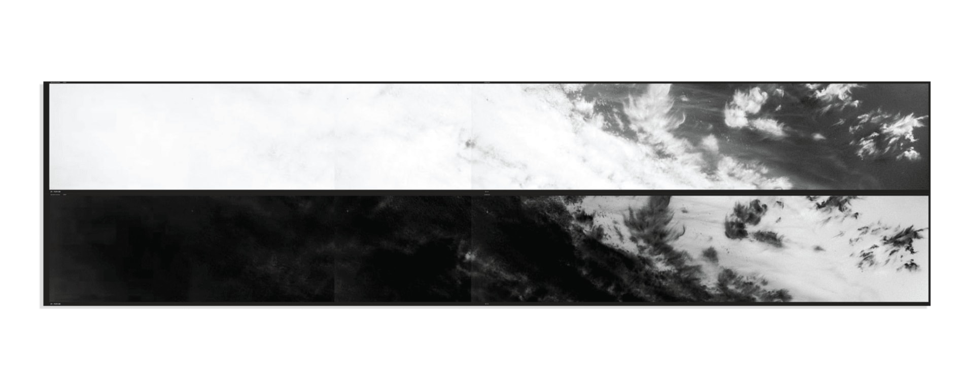 a photograph and a photonegative showing clouds as seen by the CIA's KH-9 spy satellite