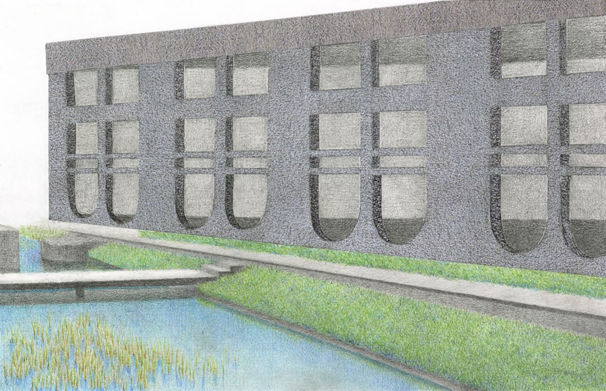 A drawing shows about the backyard of Barbican.