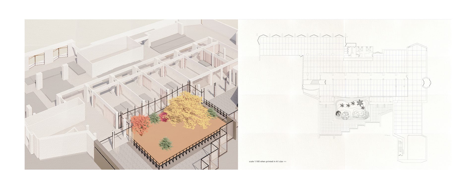 The floor system can raise the floor up to 40 cm higher in each grid, for a performative studio landscape.