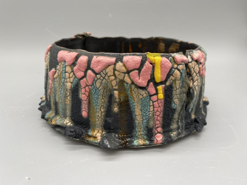 vessel with a crawl glaze