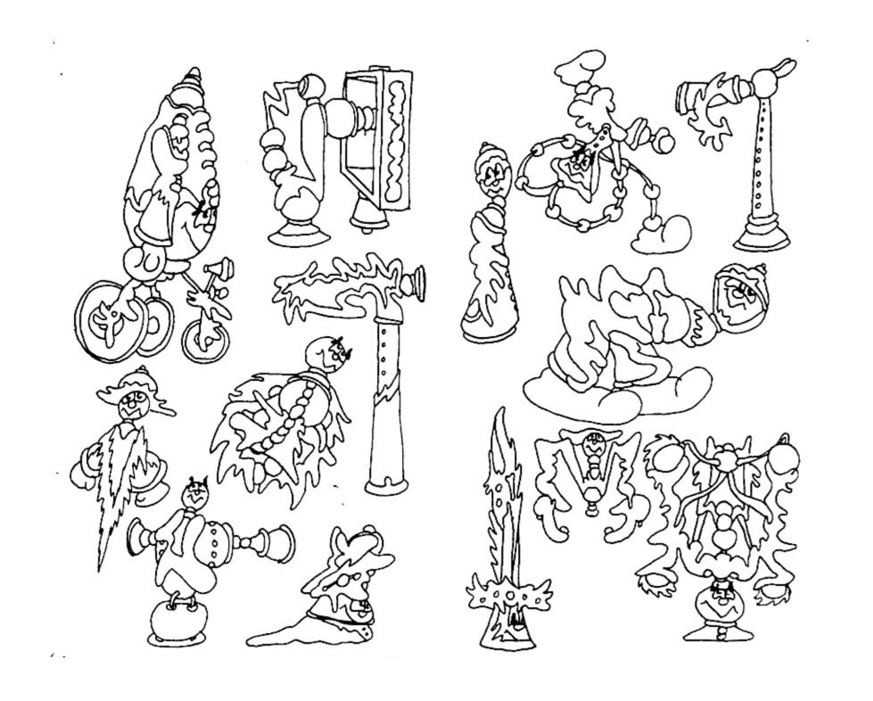 Sketchbook page showing pen drawings