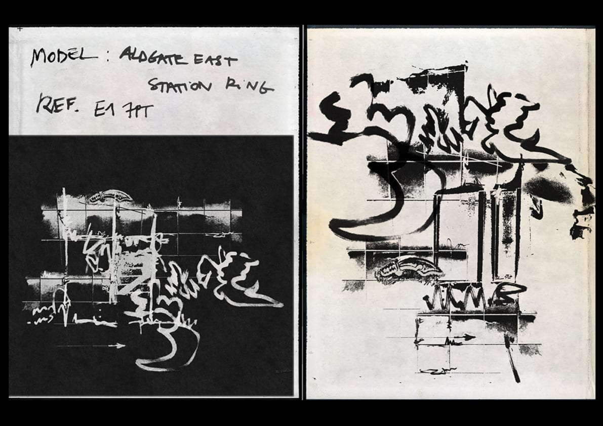 "Aldgate East station ring" artwork development