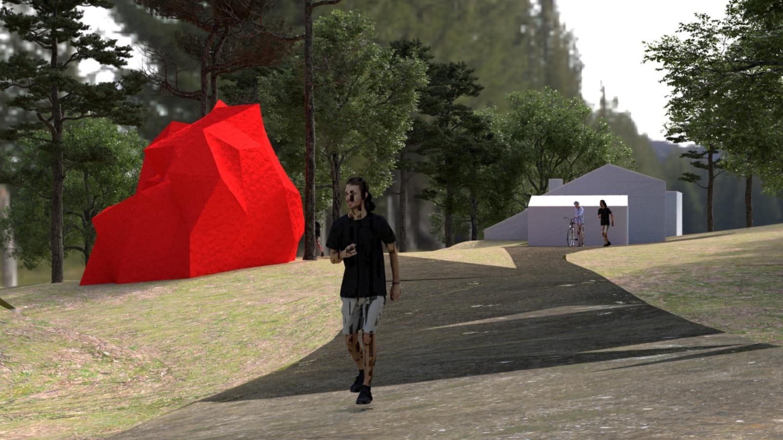 Visitors Pavilion for the Kurt Schwitters 75th Merz Festival (unbuilt), Integrally coloured LDPE fabric, scaffolding poles