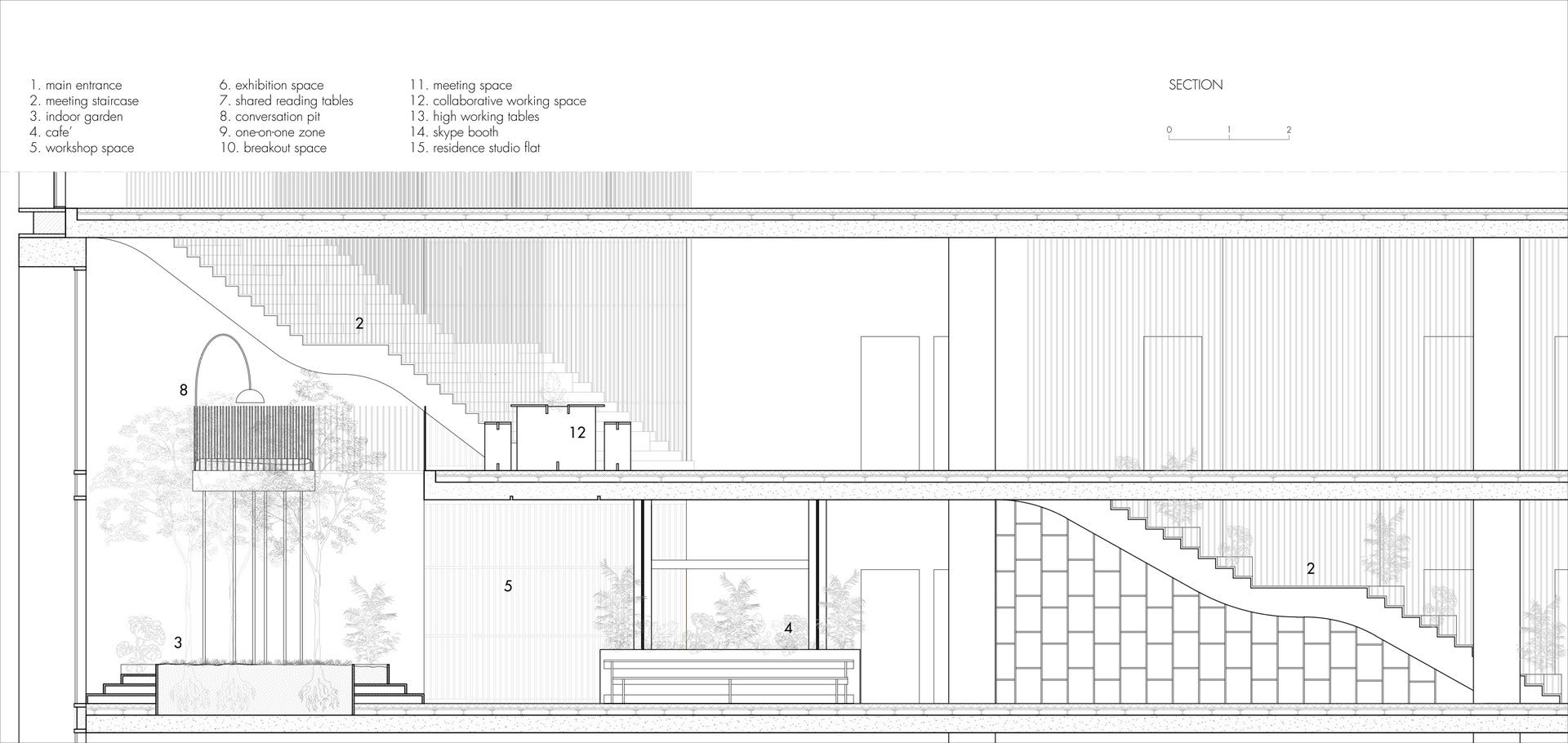 The Urban Living Room: Section | Digital Drawing