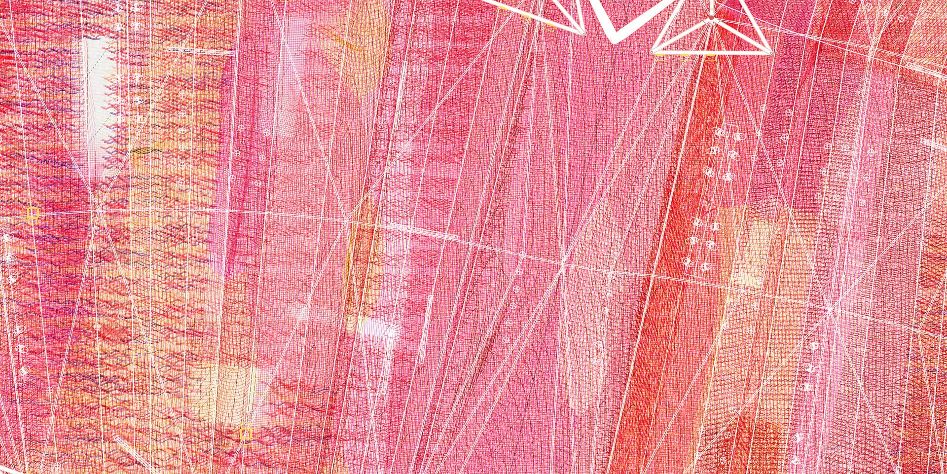 An array of sub-structure is hung horizontally underneath the bracings, breaking the division of structure into vertical strips between 1-3 meters, a typical width of a mass produced fabric. Different