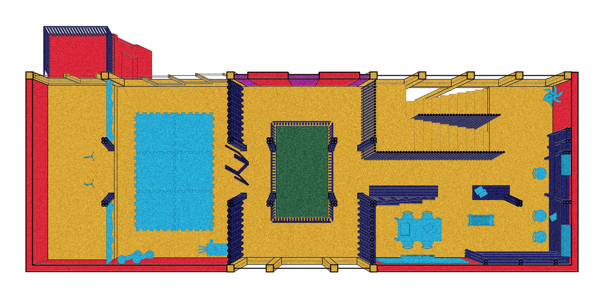 Colourful perspective plan drawing