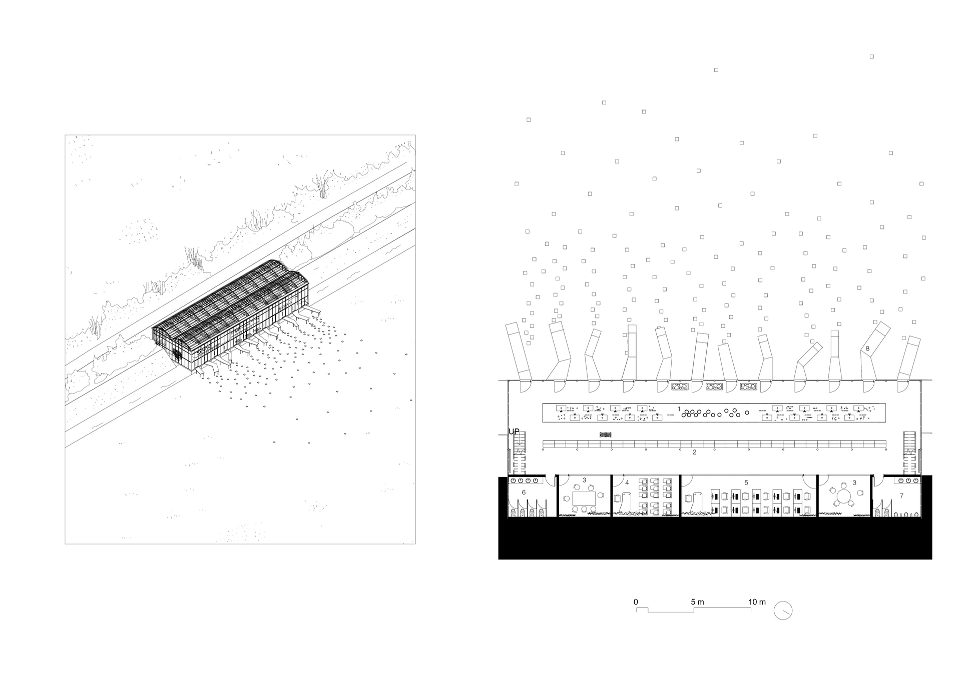 Documentary Library and Lab, Axo and Plan