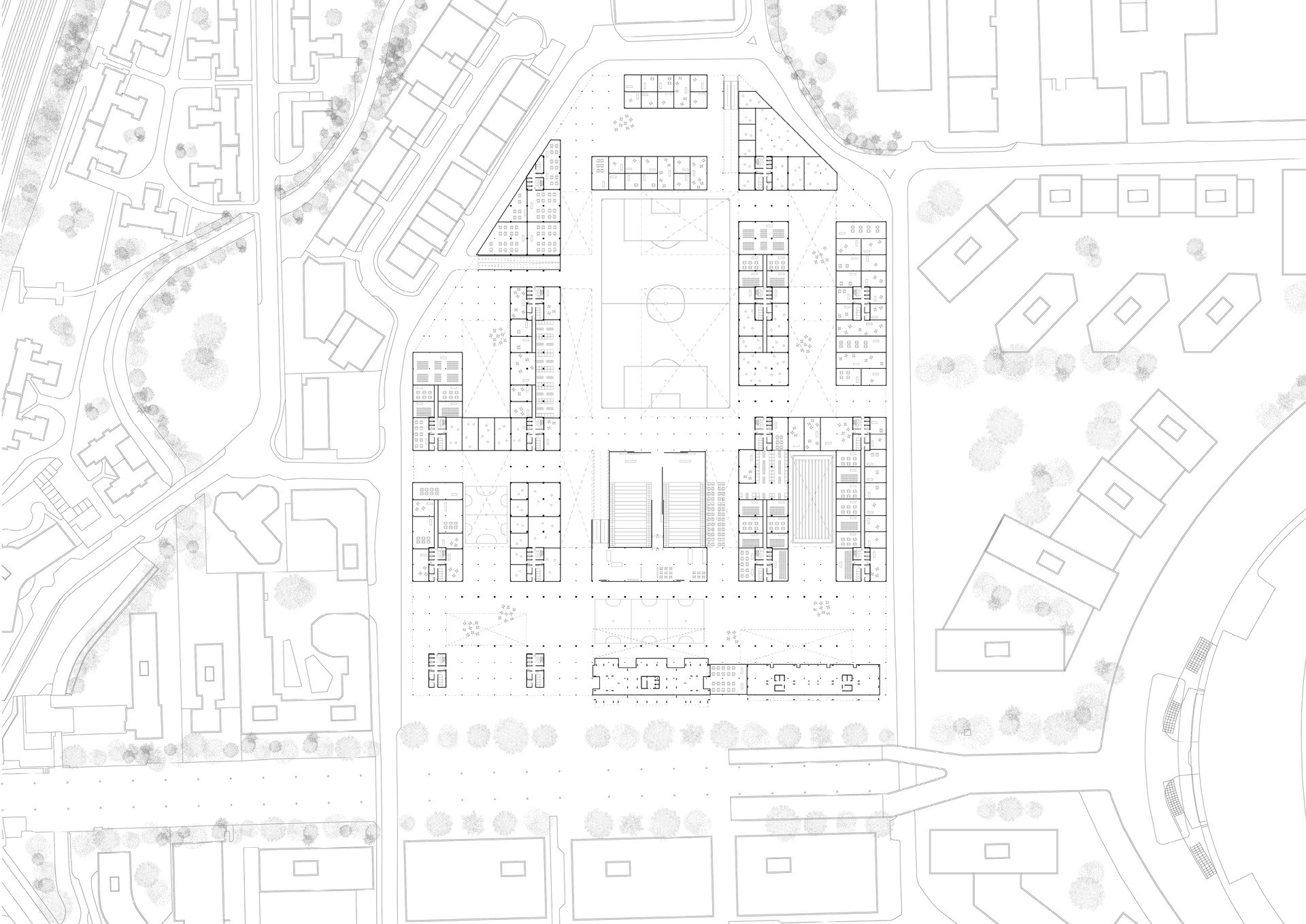 Ground Floor Plan, Arcades and Urban Courts