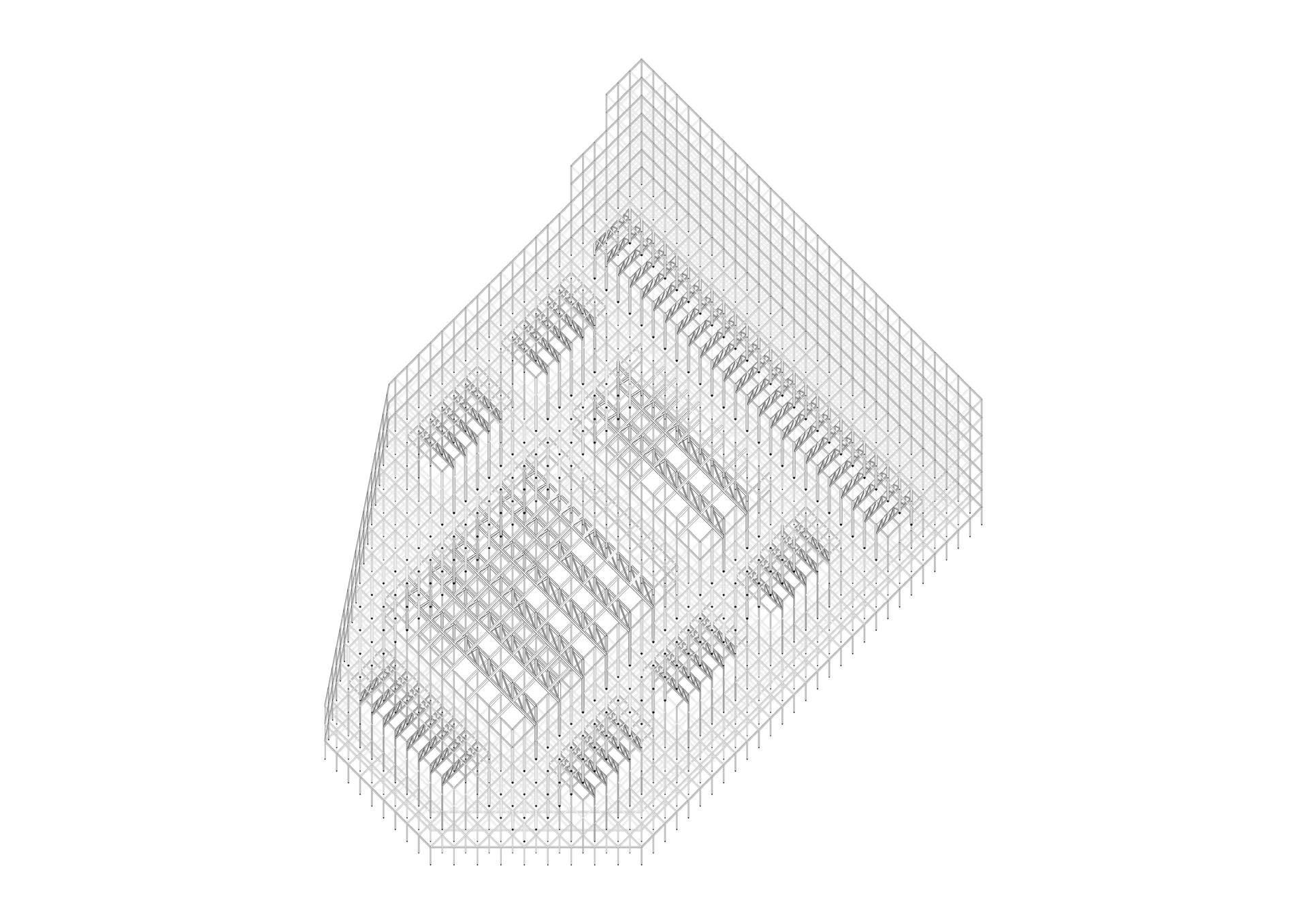 Axonometric Upview of Structural Strategy