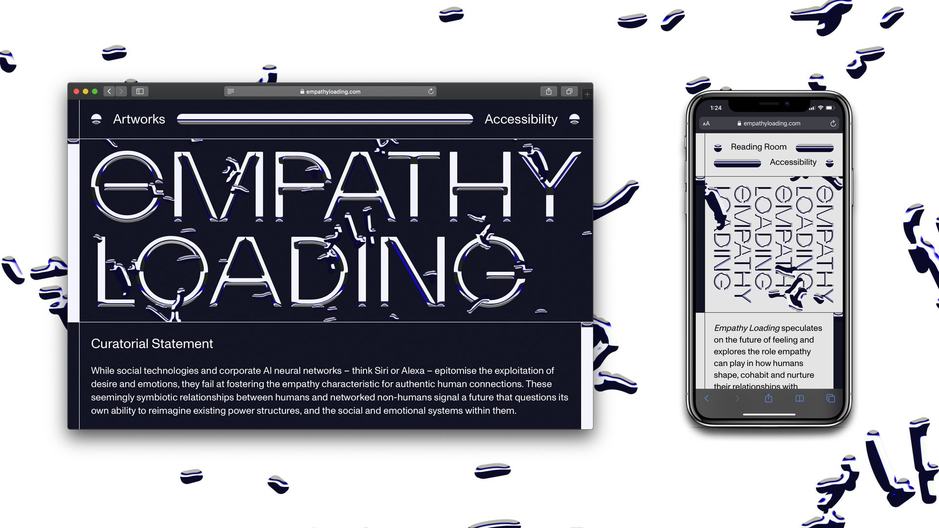 Screenshots of Empathy Loading website, 2020. Designed by Studio Hyte