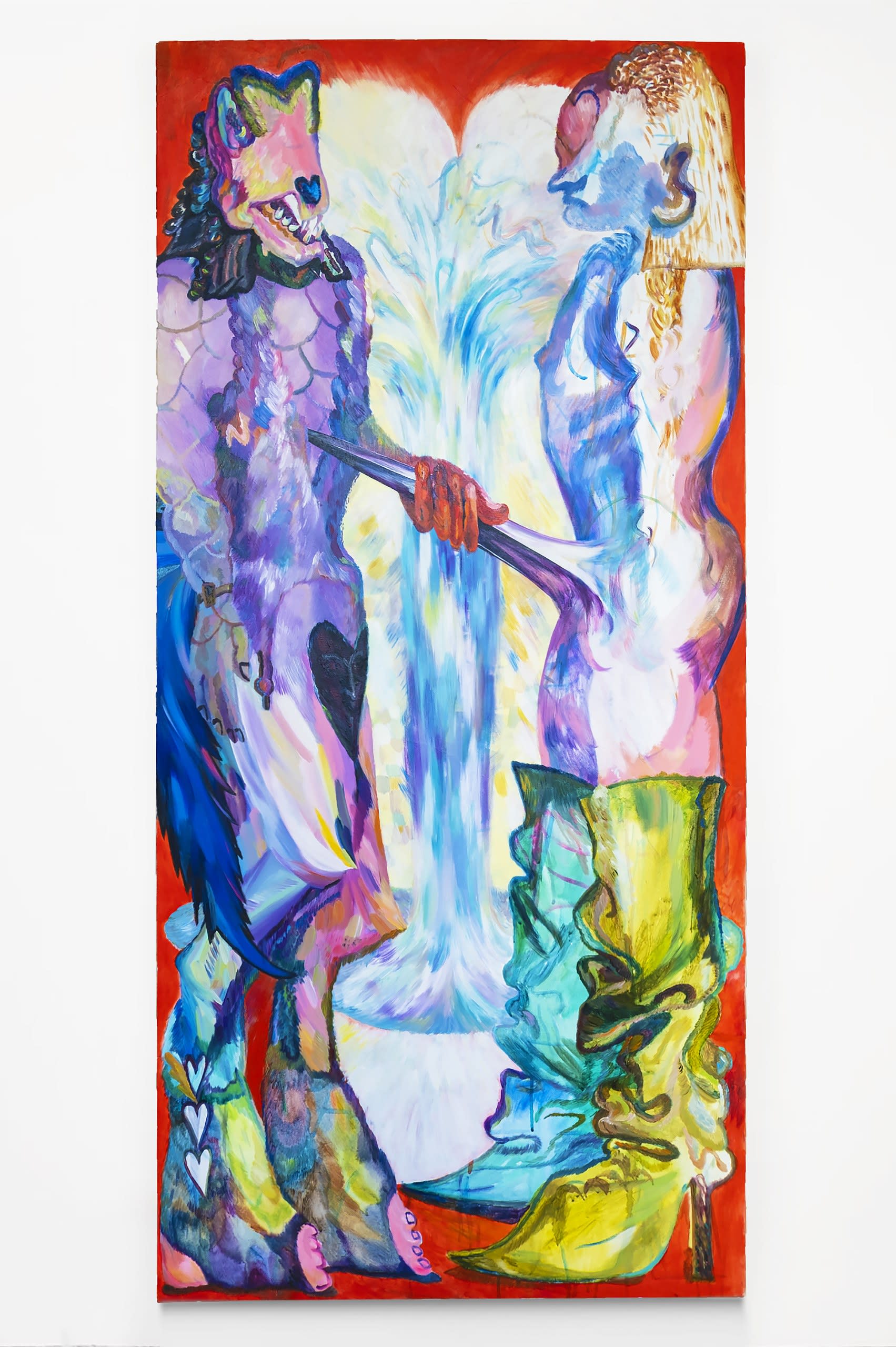 Spear of Longinus, 2020, oil and acrylic on canvas, 163 x 78 cm