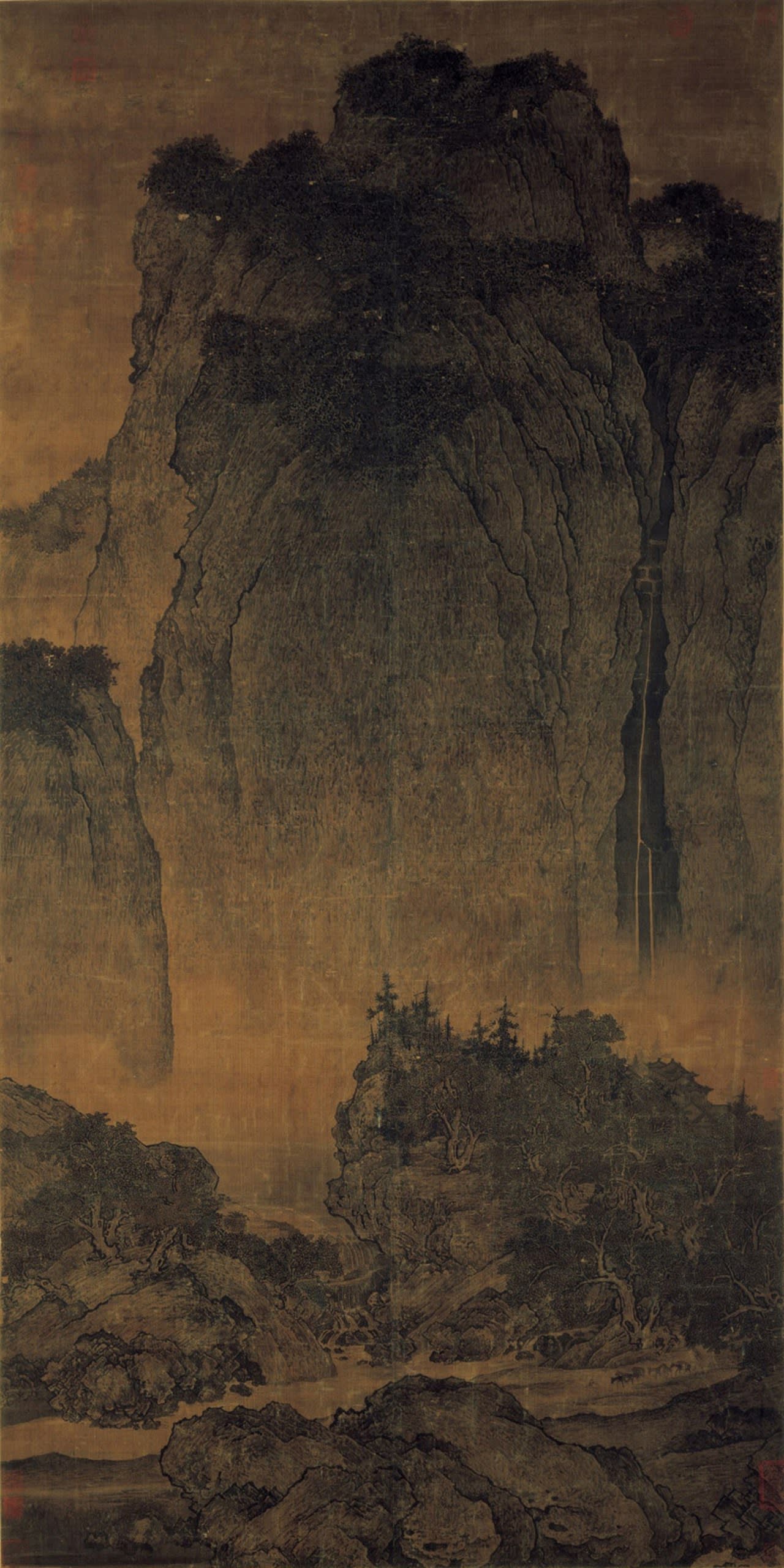 Fan Kuan, Travelers among mountains and streams (10th century)