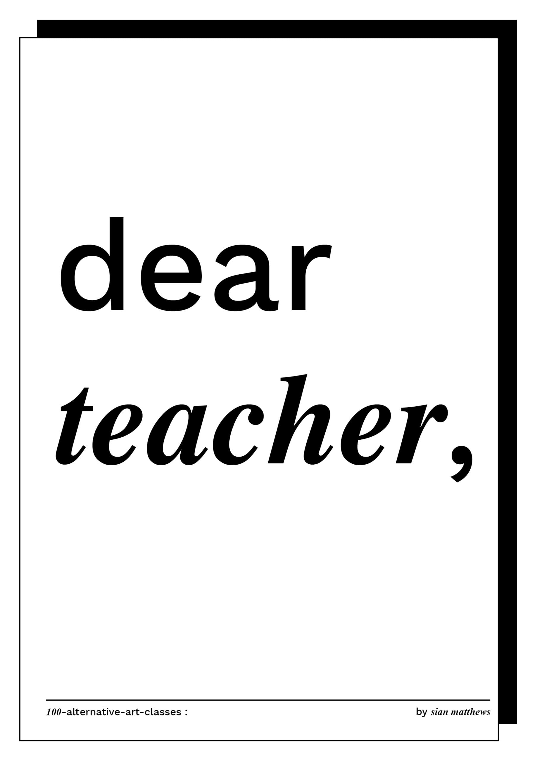 Dear Teacher, front cover