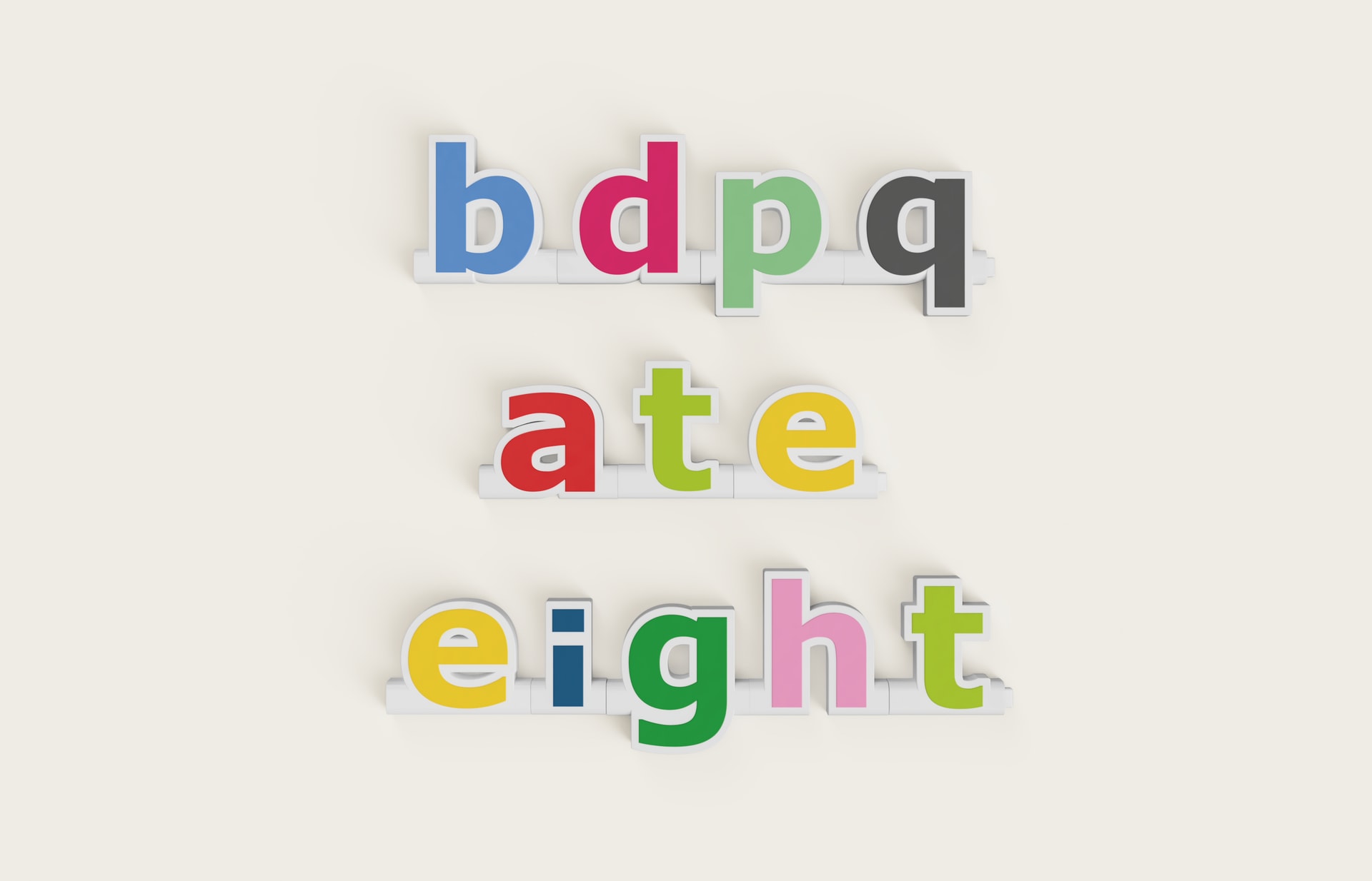 The letters 'b’, 'd’, 'p’ and 'q’ can no longer be confused anymore because they are now different colours. It also helps children learn a colour pattern which is then teaching them the correct spelling of a word. It stops children from confusing two words that sound the same but have different spellings because they now have a certain colour pattern that they can associate to each correct spelling.