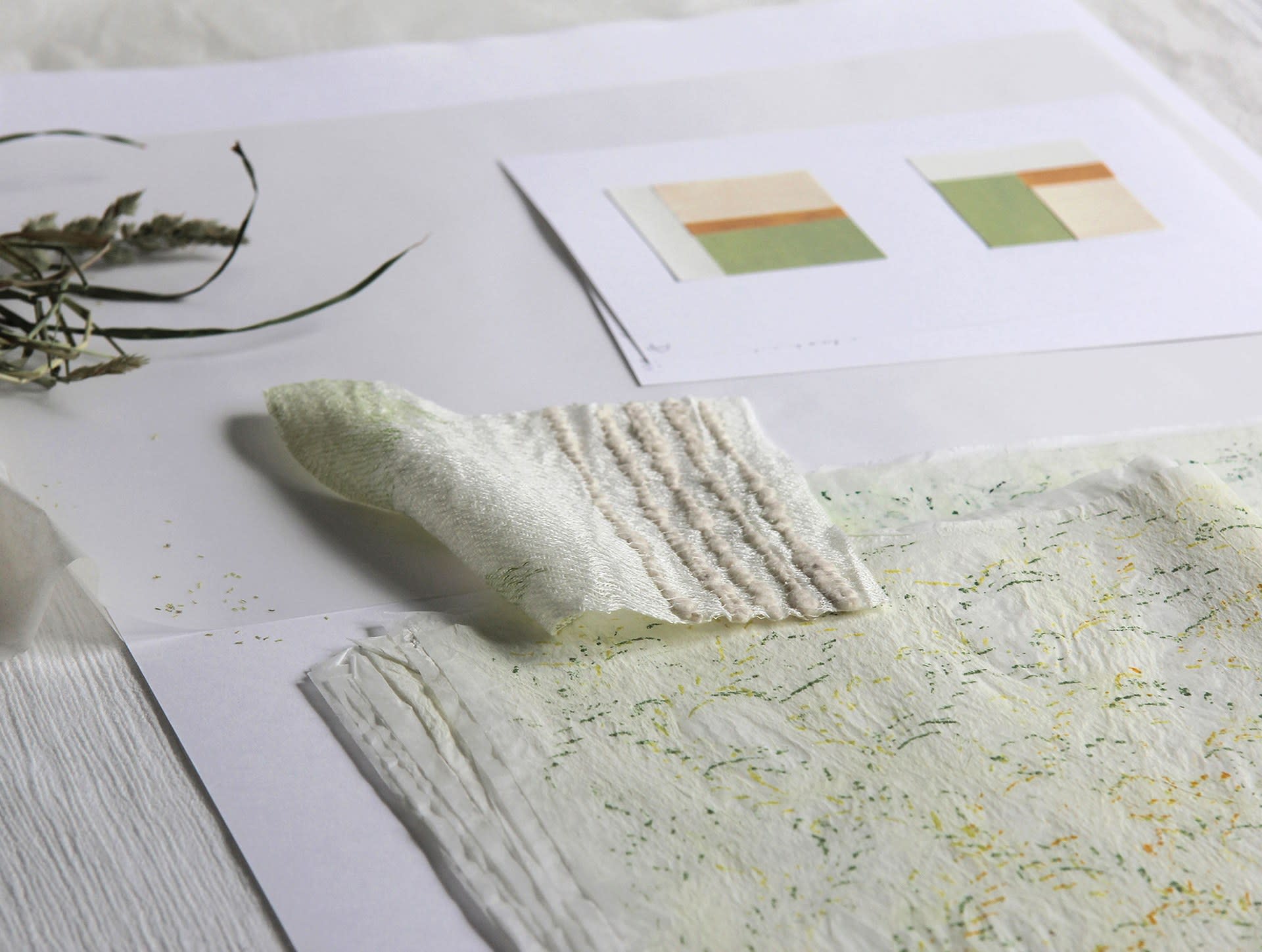 Colour Work, Drawing and Technical Sample in Linen and Handmade Cotton Yarn